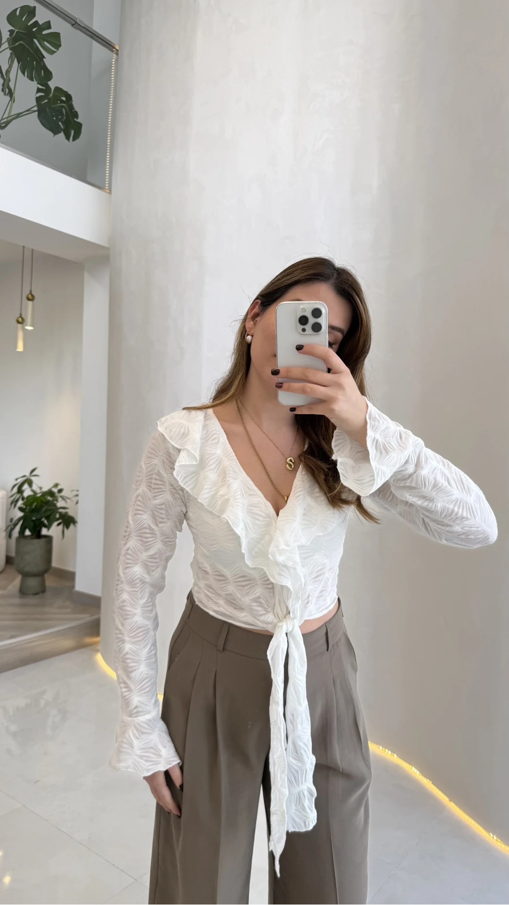 İspanyol Kol Dokulu Bağlamalı Bluz - Ekru - Kod: 01631