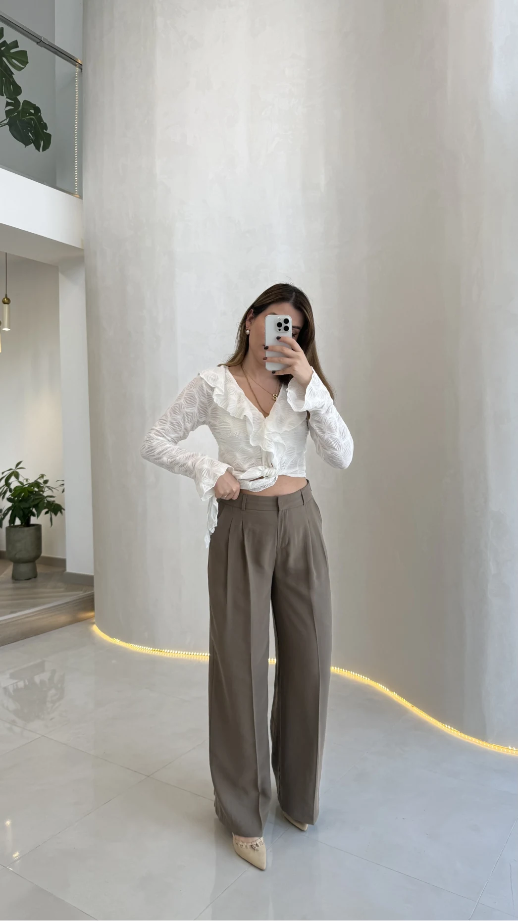 Ineffable Geniş Paça Palazzo Pantolon - Haki - Kod: 3867