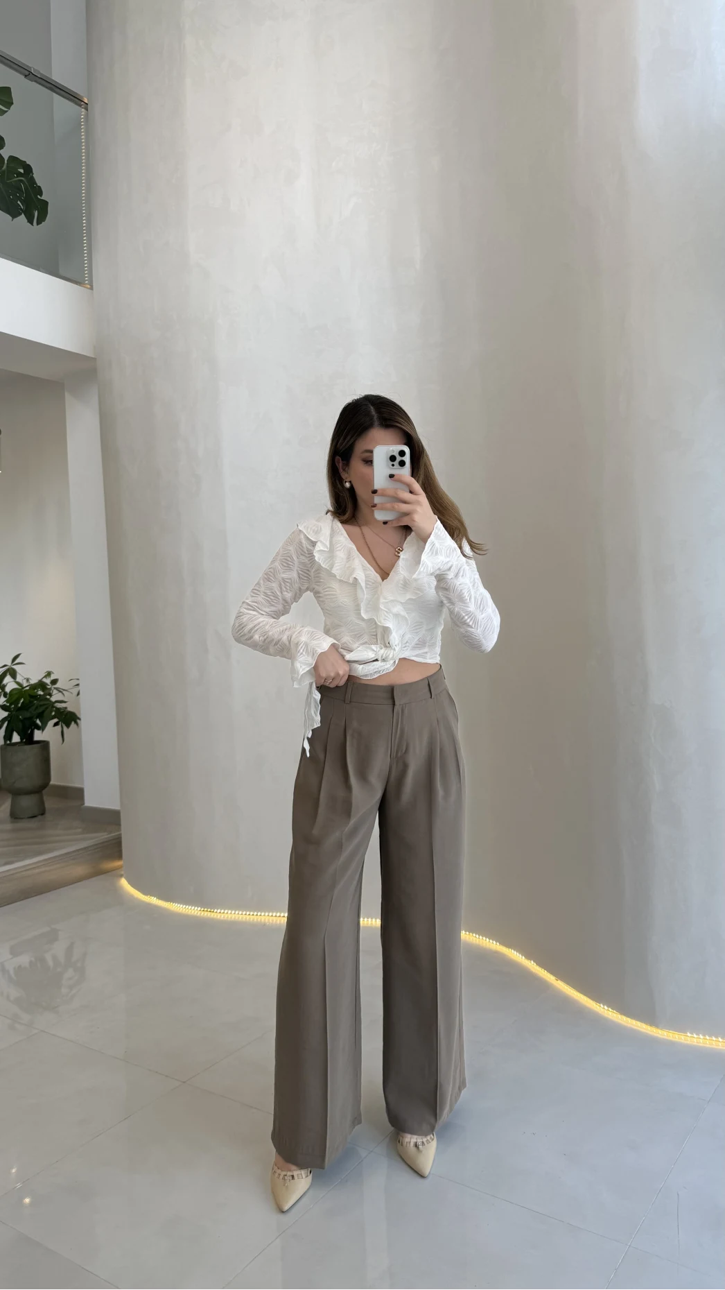 Ineffable Geniş Paça Palazzo Pantolon - Haki - Kod: 3867