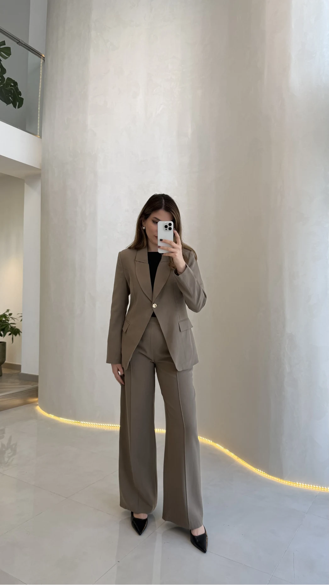 Lissome Gold Düğmeli Vatkalı Ceket-Pantolon Takım - Haki - Kod: 9031