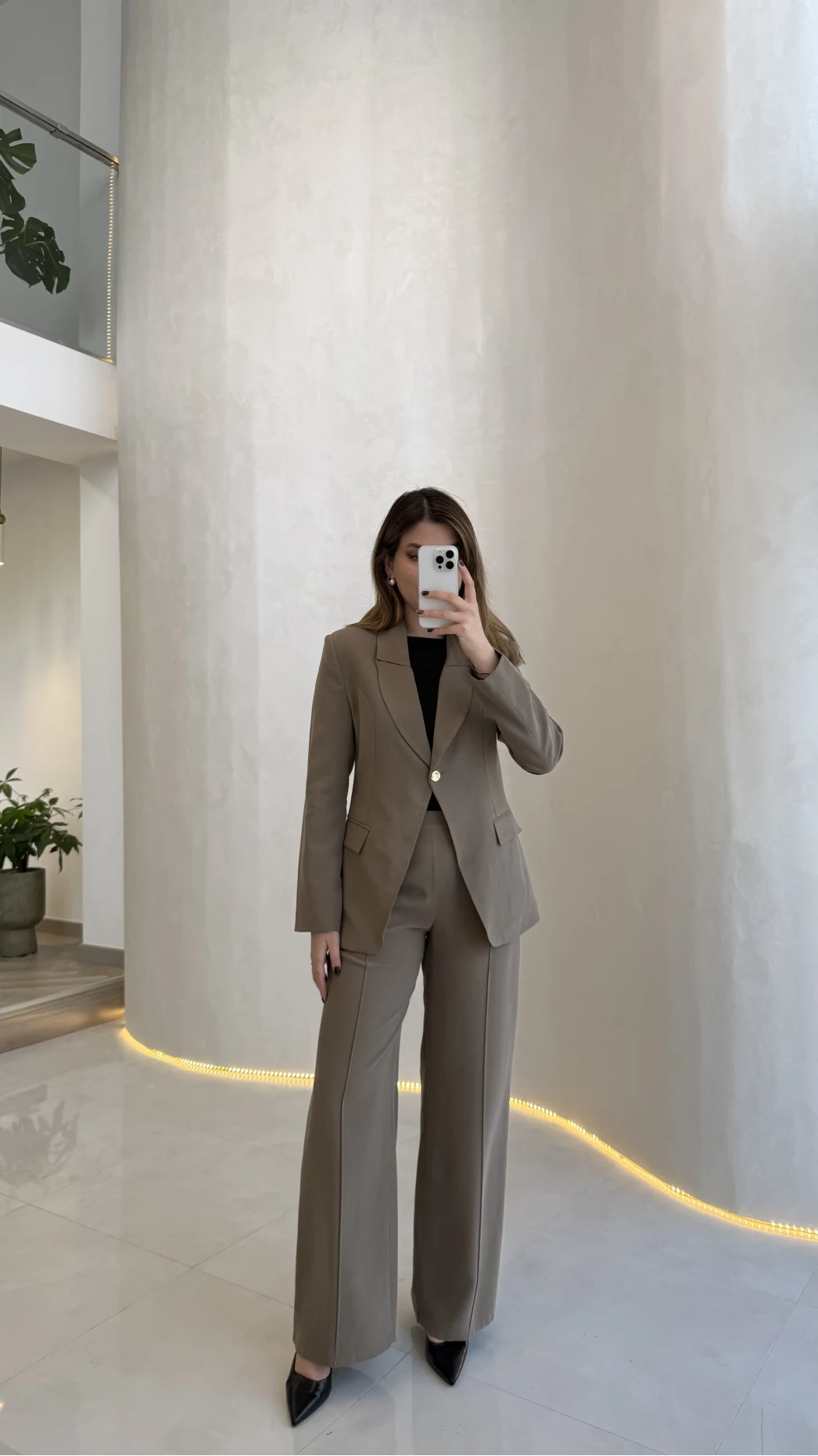 Lissome Gold Düğmeli Vatkalı Ceket-Pantolon Takım - Haki - Kod: 9031