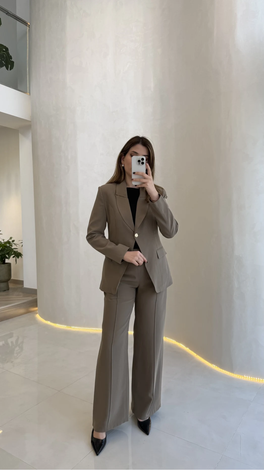 Lissome Gold Düğmeli Vatkalı Ceket-Pantolon Takım - Haki - Kod: 9031