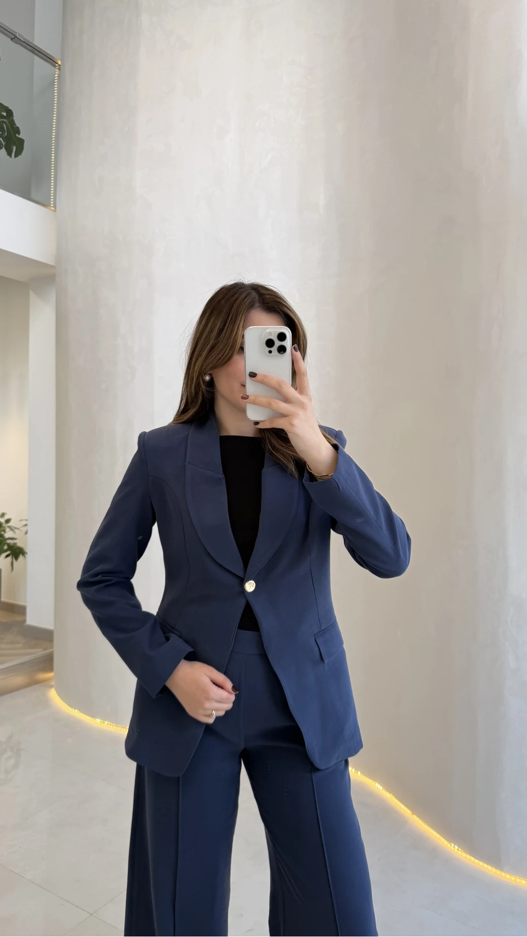 Lissome Gold Düğmeli Vatkalı Ceket-Pantolon Takım - Lacivert - Kod: 9031