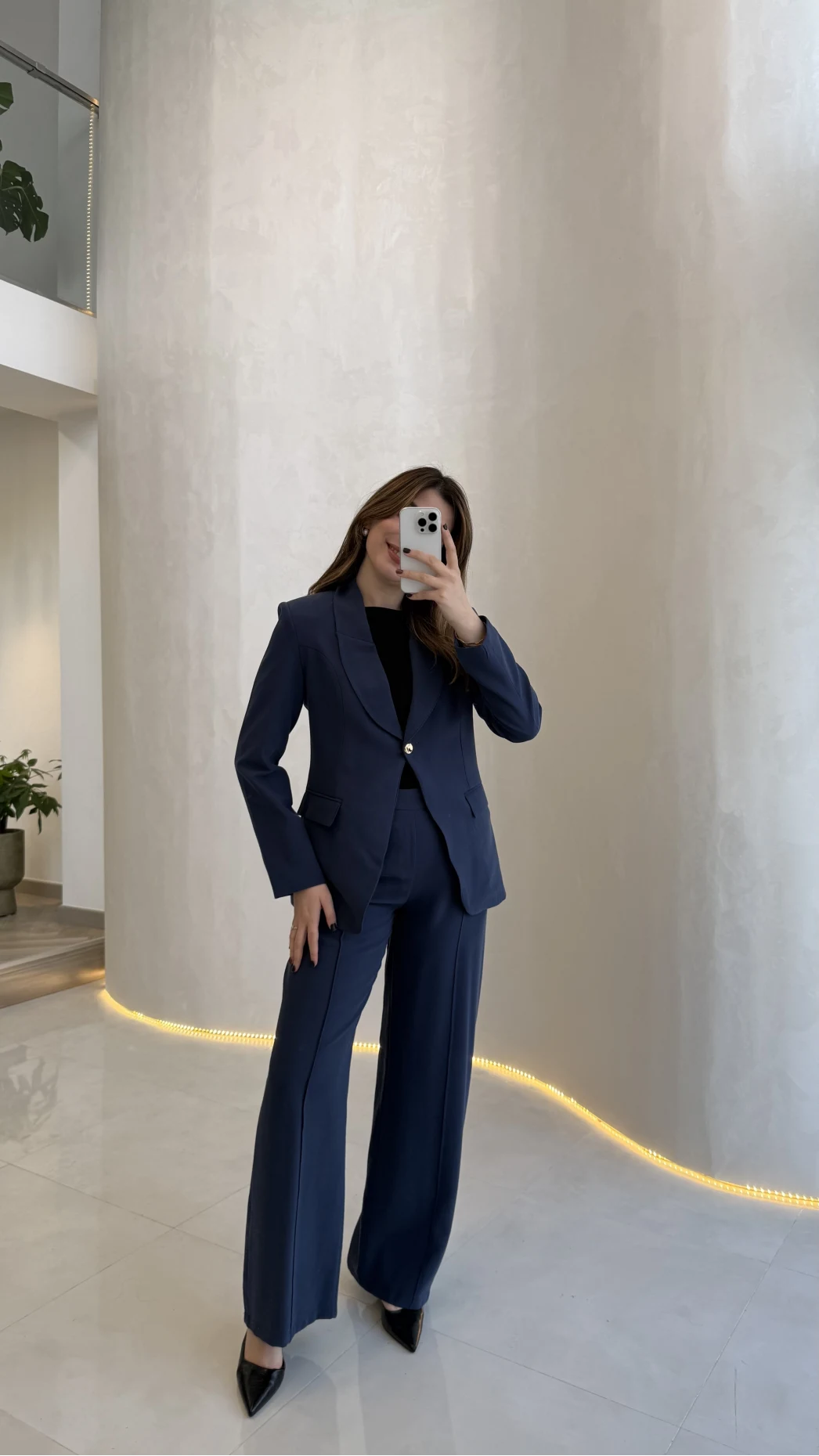 Lissome Gold Düğmeli Vatkalı Ceket-Pantolon Takım - Lacivert - Kod: 9031