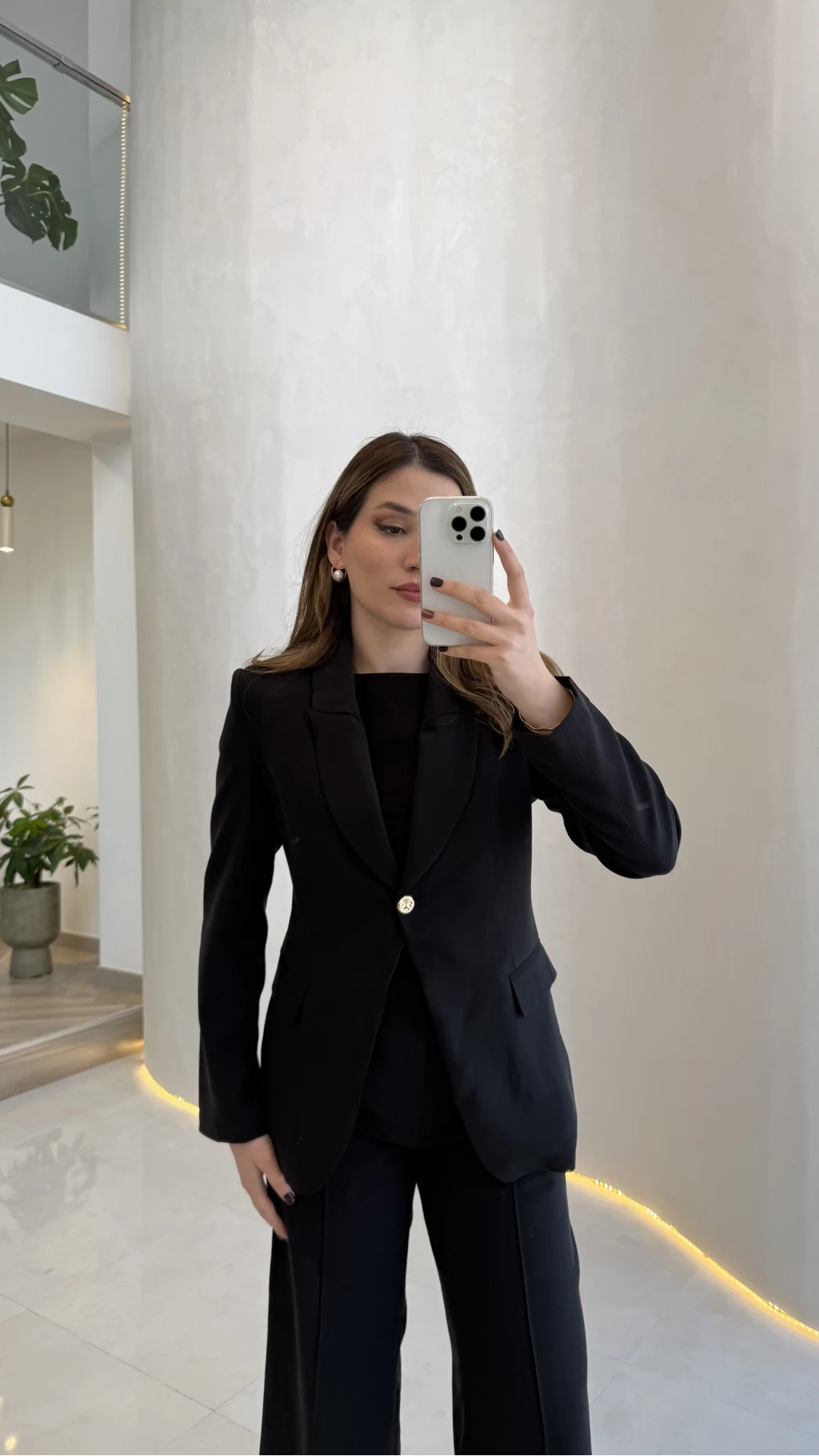 Lissome Gold Düğmeli Vatkalı Ceket-Pantolon Takım - Siyah - Kod: 9031