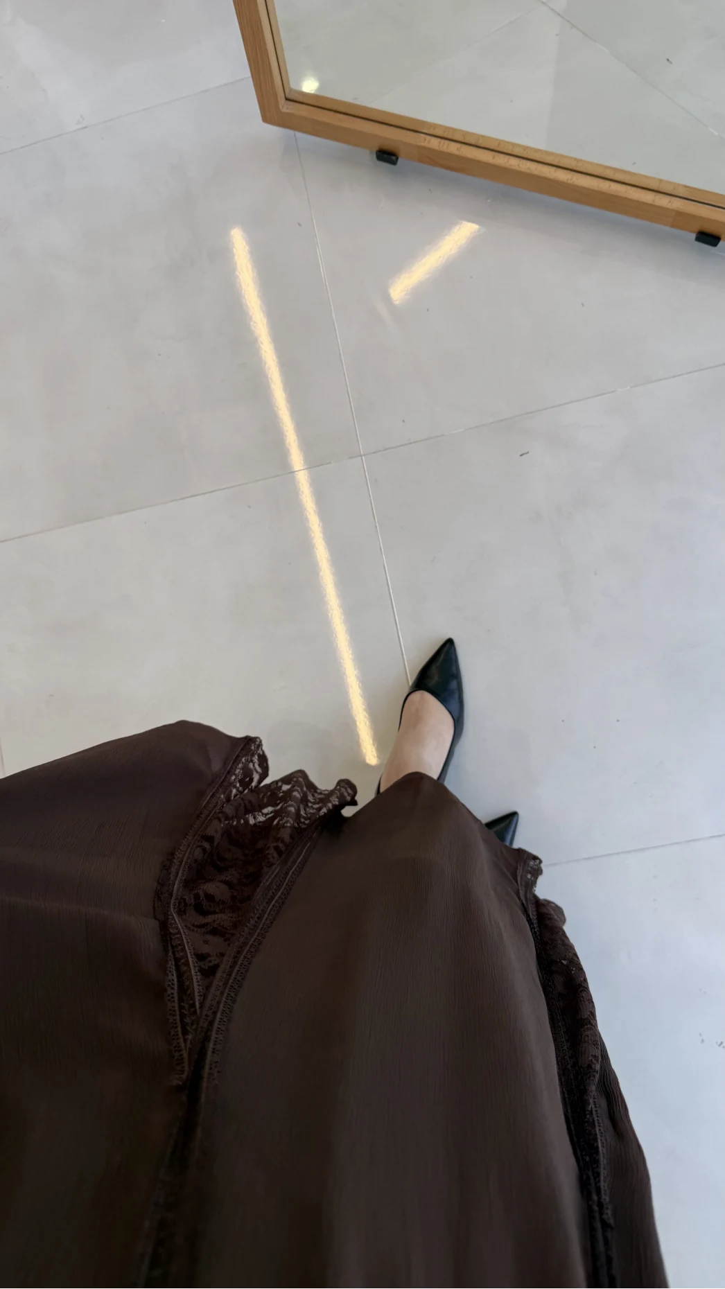 Finesse Astralı Dantel Detay Şifon Etek - Kahverengi - Kod: 3371