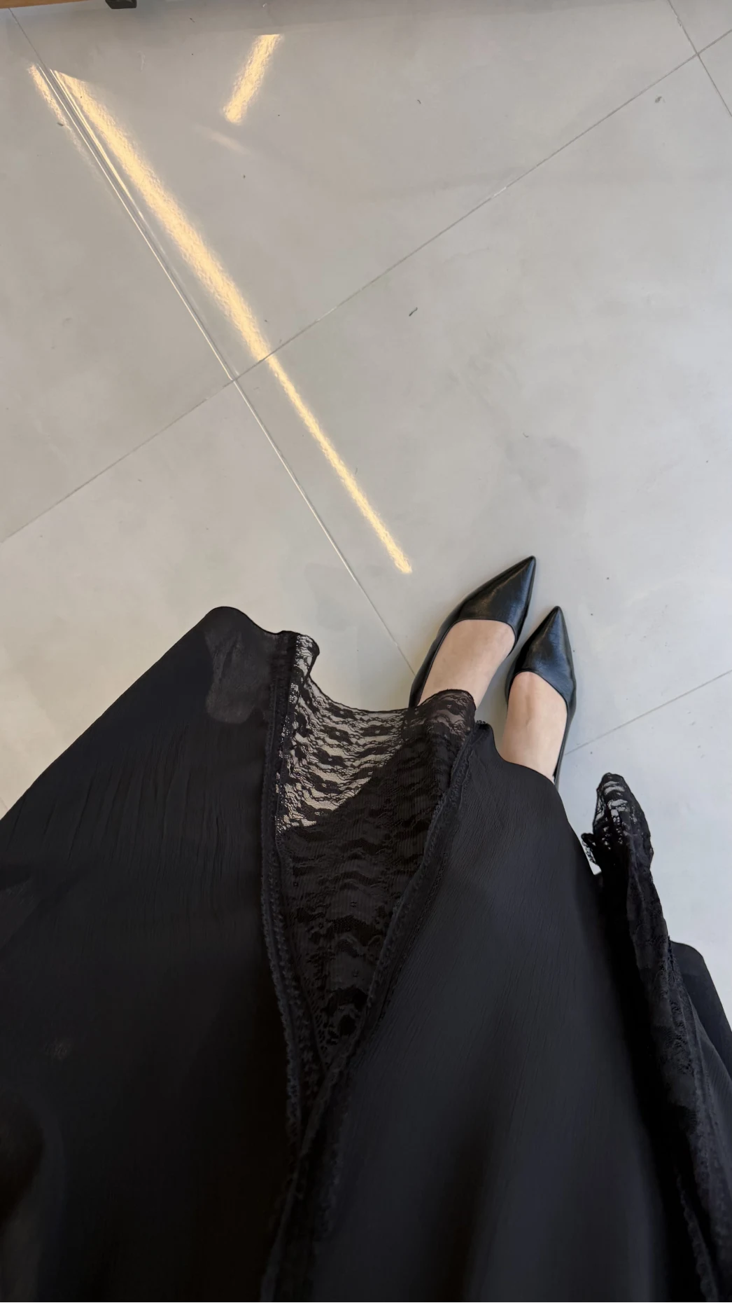 Finesse Astralı Dantel Detay Şifon Etek - Siyah - Kod: 3371