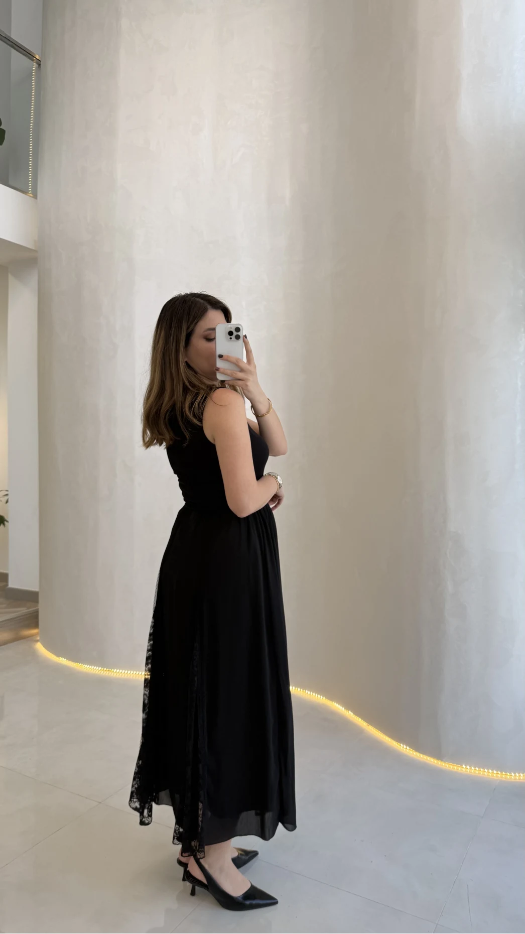 Finesse Astralı Dantel Detay Şifon Etek - Siyah - Kod: 3371