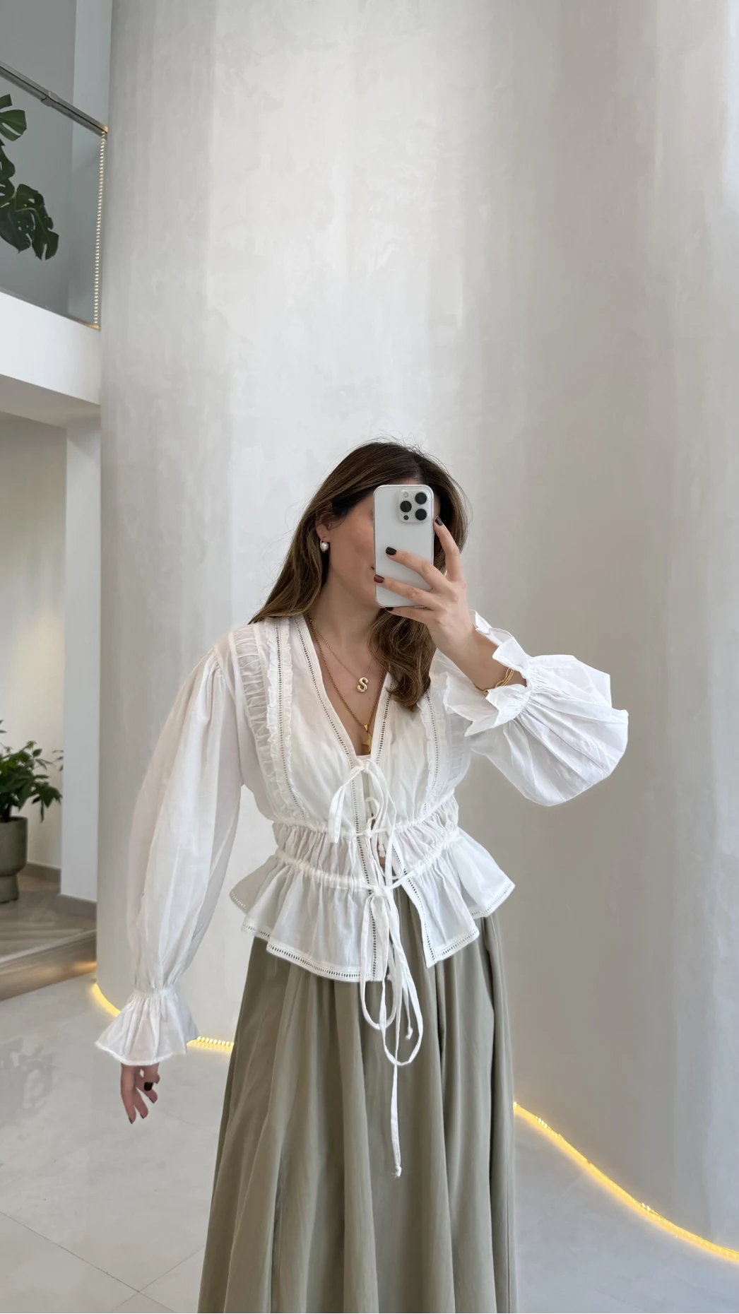 Felicity Balon Kol Beli Büzgü Bağlamalı Gömlek - Ekru - Kod: 01625