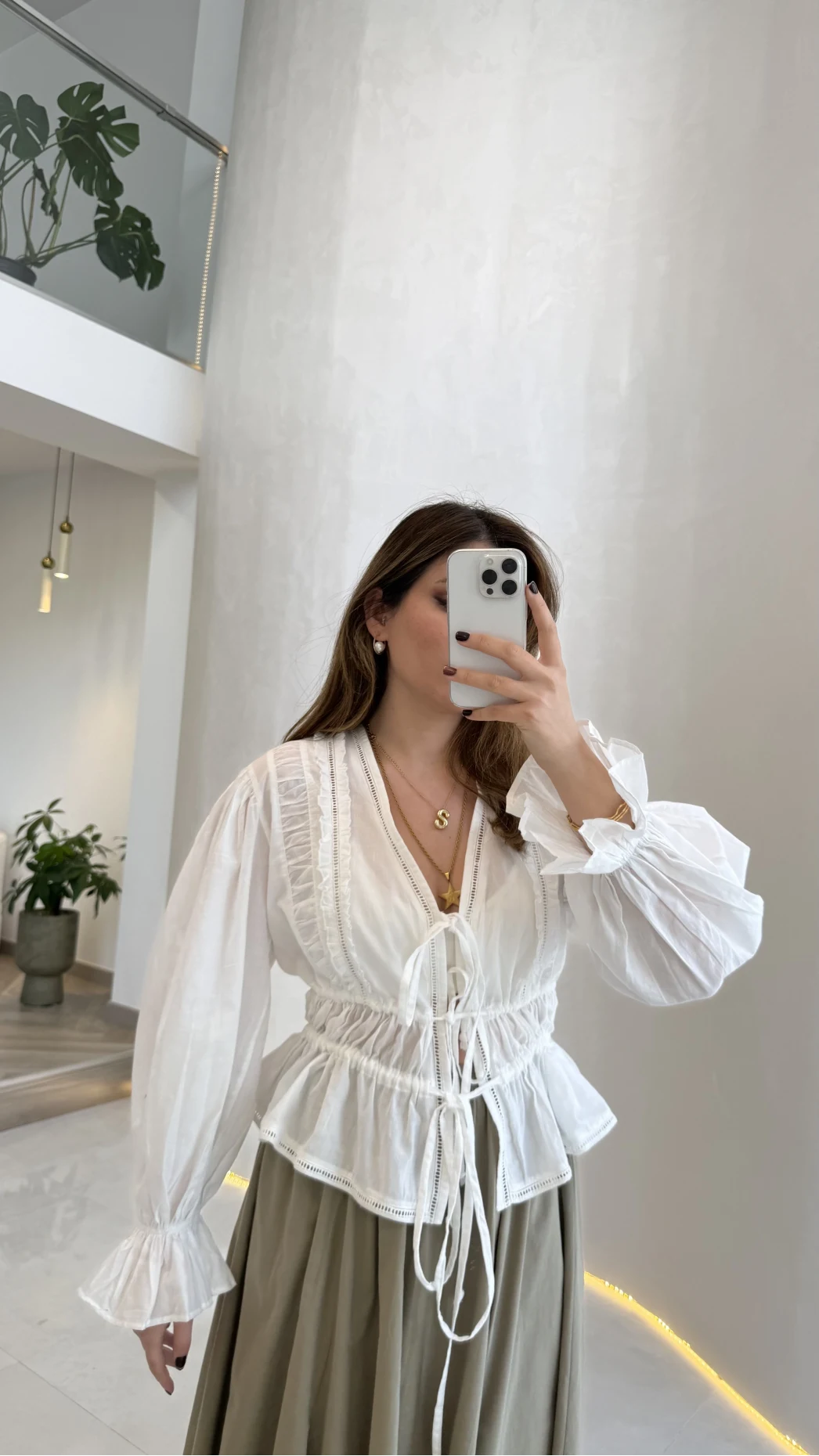 Felicity Balon Kol Beli Büzgü Bağlamalı Gömlek - Ekru - Kod: 01625