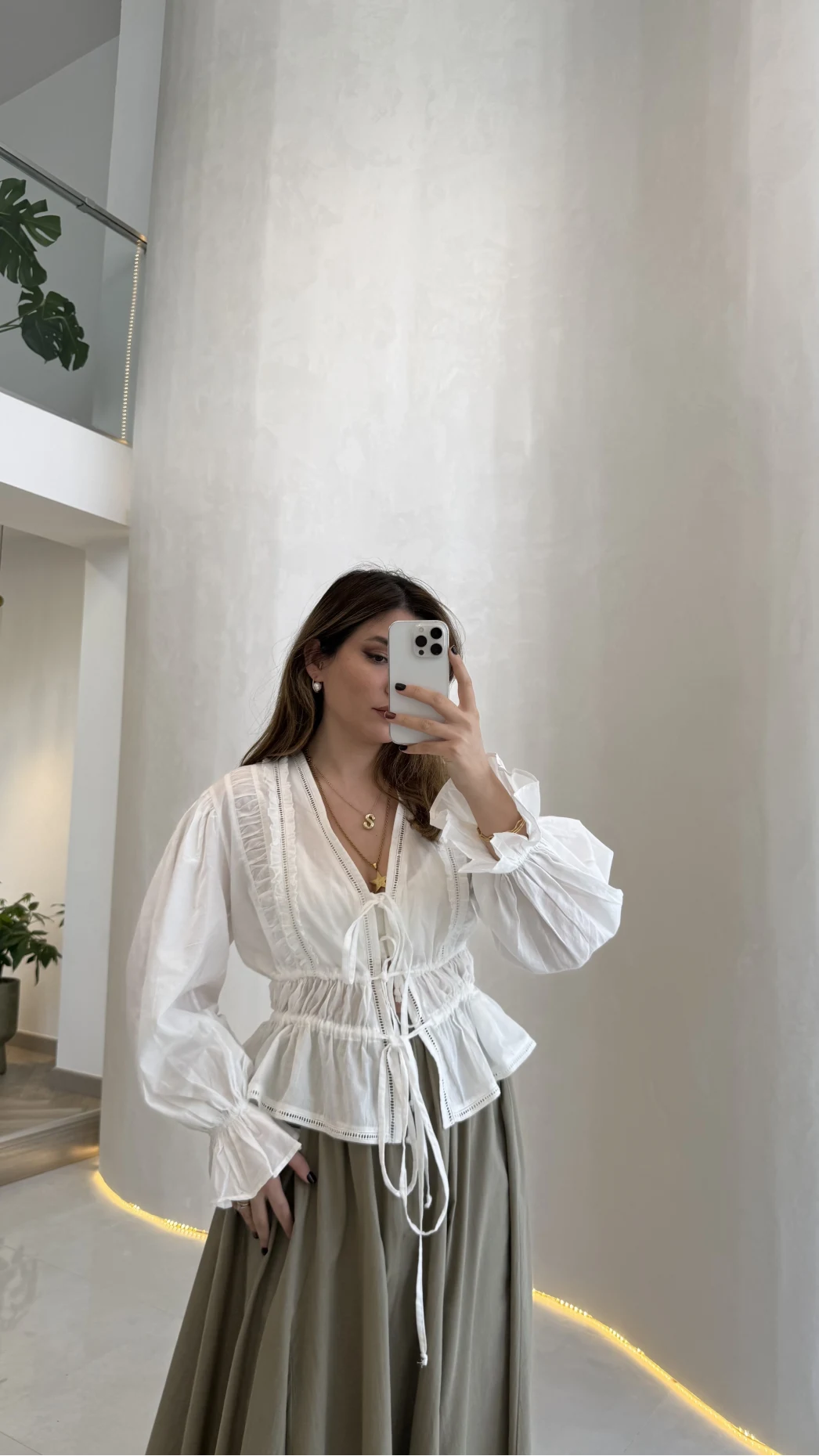 Felicity Balon Kol Beli Büzgü Bağlamalı Gömlek - Ekru - Kod: 01625