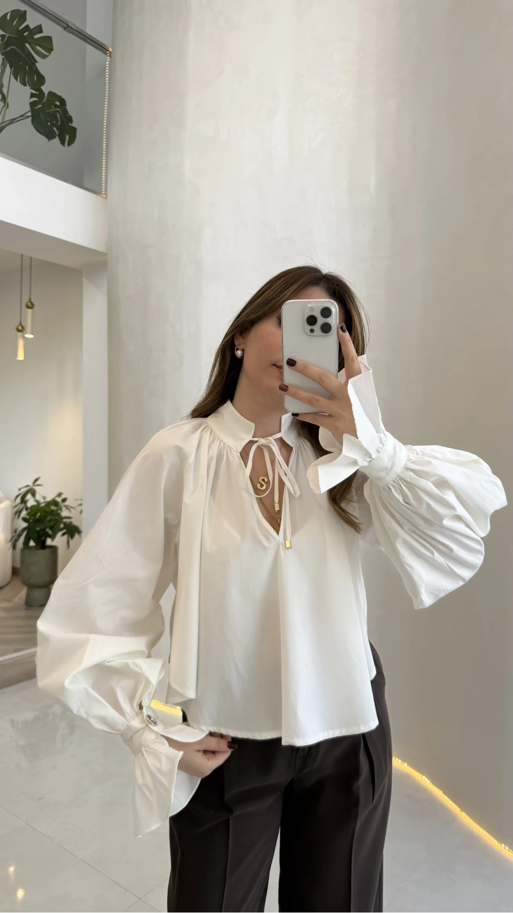 Soleil Bilek Detay Balon Kol Bluz - Beyaz - Kod: 112254