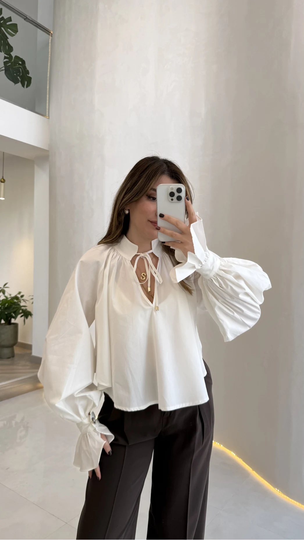 Soleil Bilek Detay Balon Kol Bluz - Beyaz - Kod: 112254