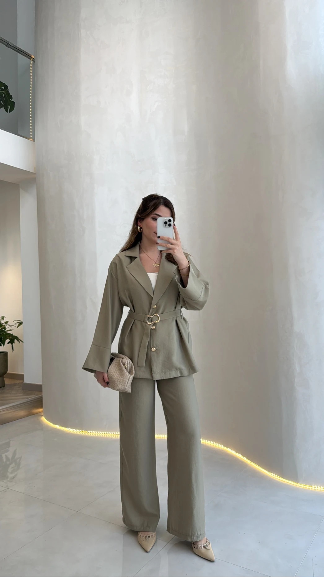 Toka Detay Kemerli Tunik Takım - Çağla - Kod: 8927