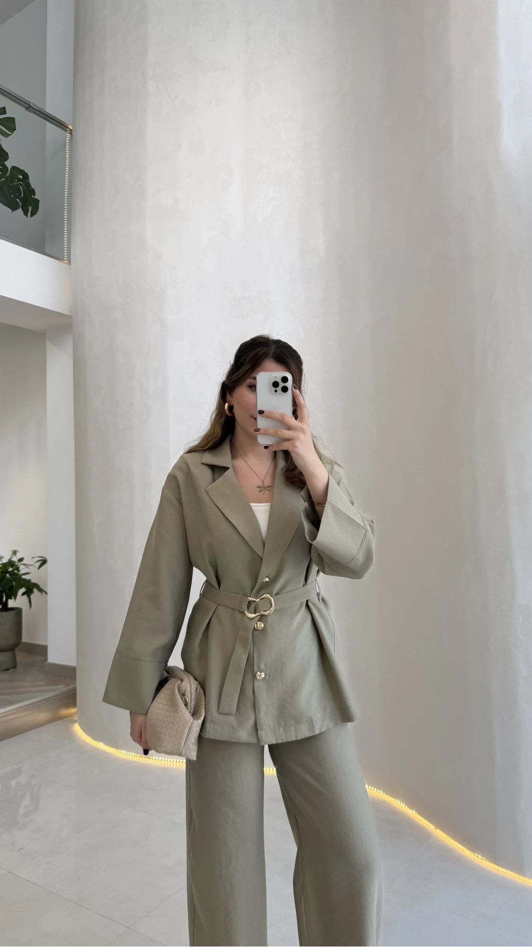 Toka Detay Kemerli Tunik Takım - Çağla - Kod: 8927