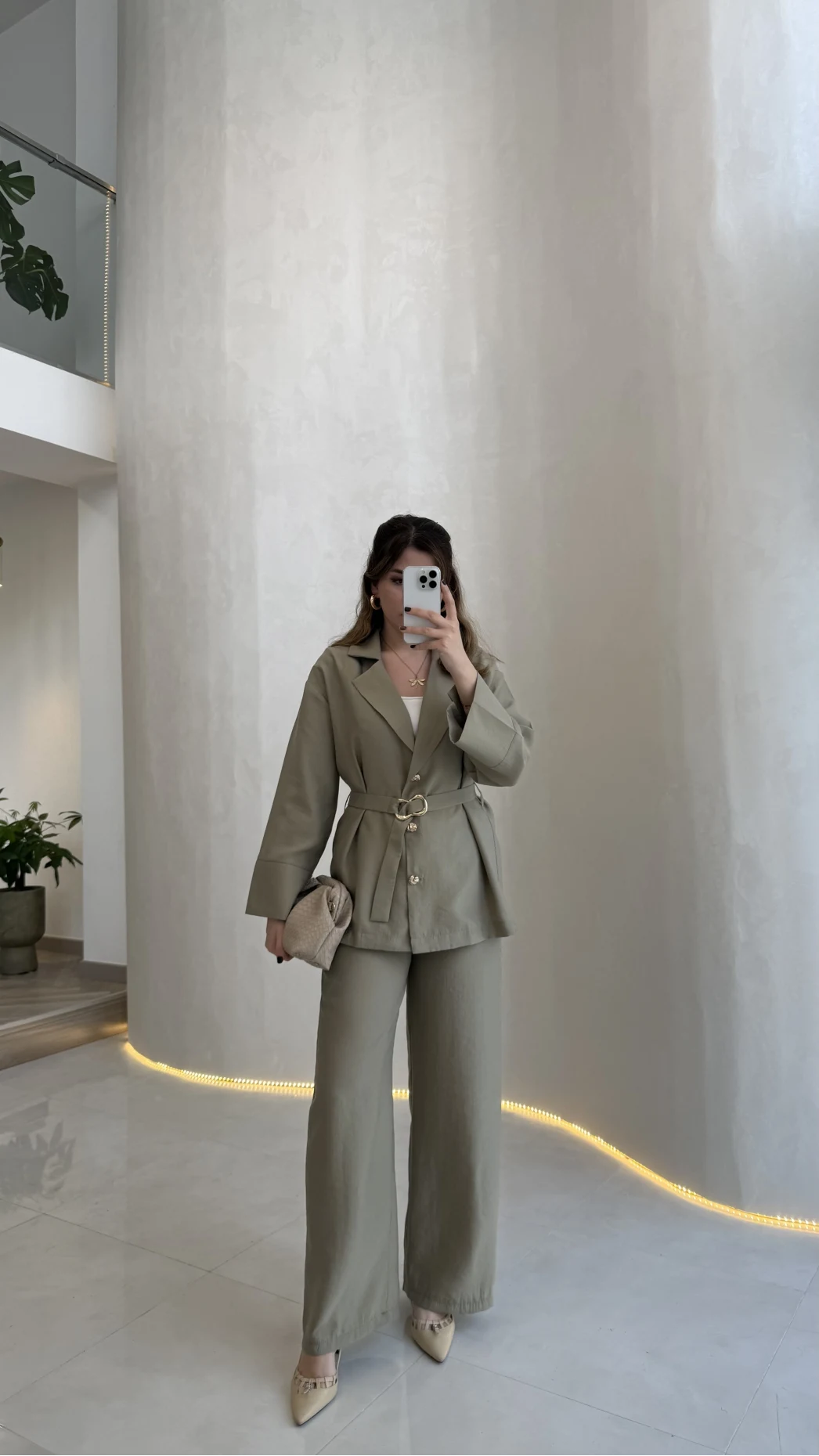 Toka Detay Kemerli Tunik Takım - Çağla - Kod: 8927