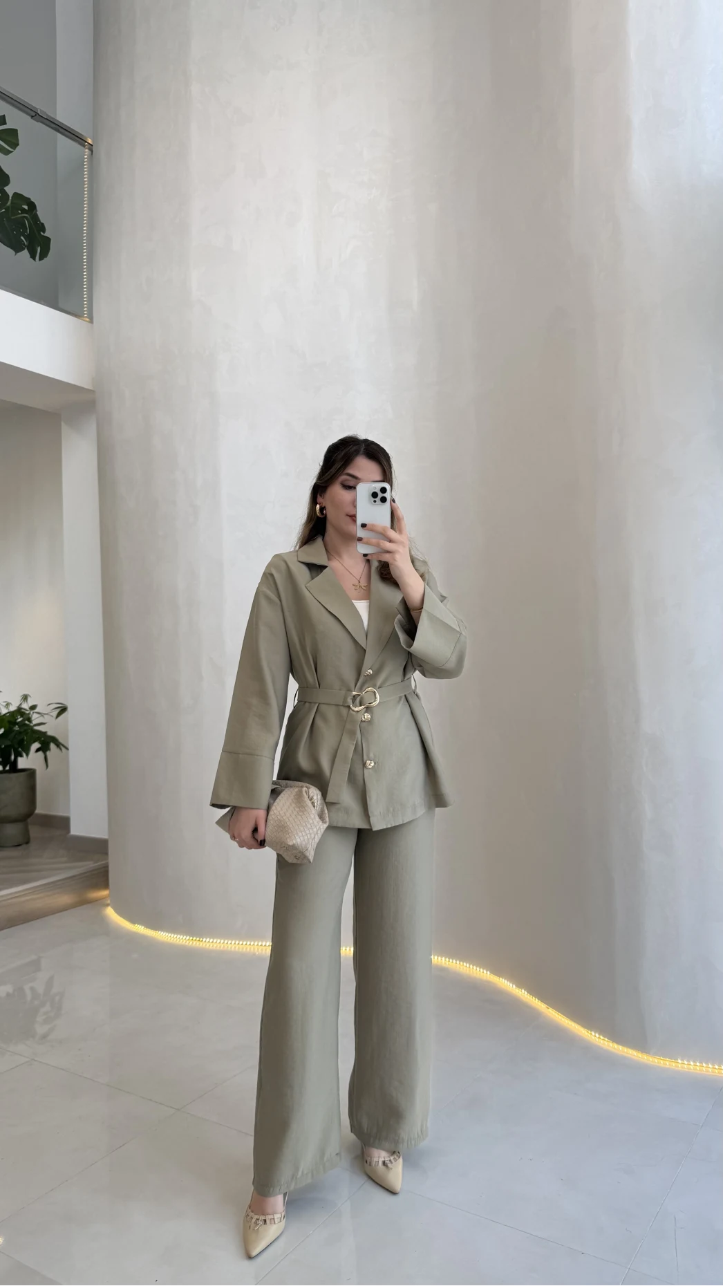 Toka Detay Kemerli Tunik Takım - Çağla - Kod: 8927