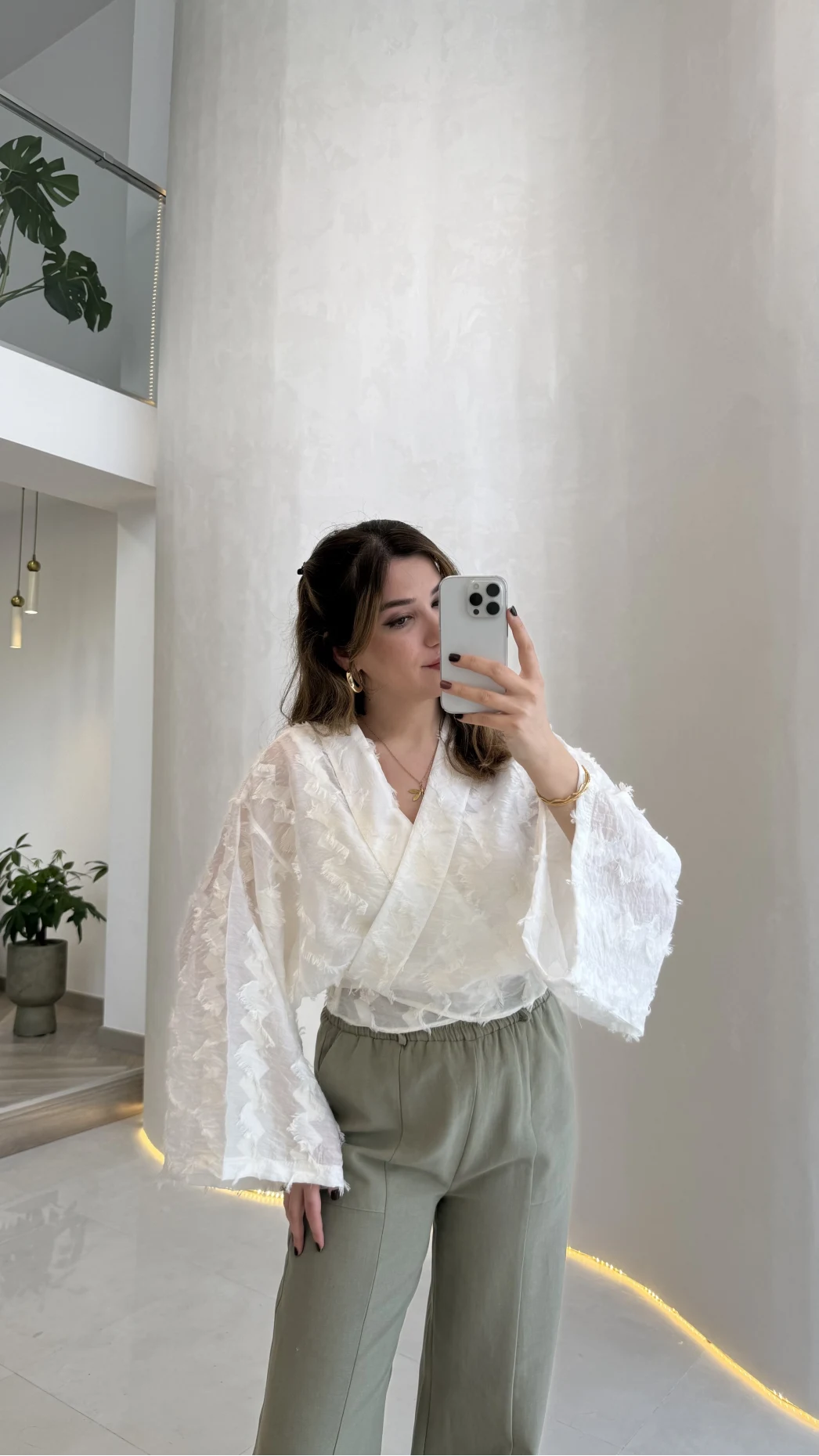 Nila Bağlamalı Püsküllü Kimono - Ekru - Kod: 7048