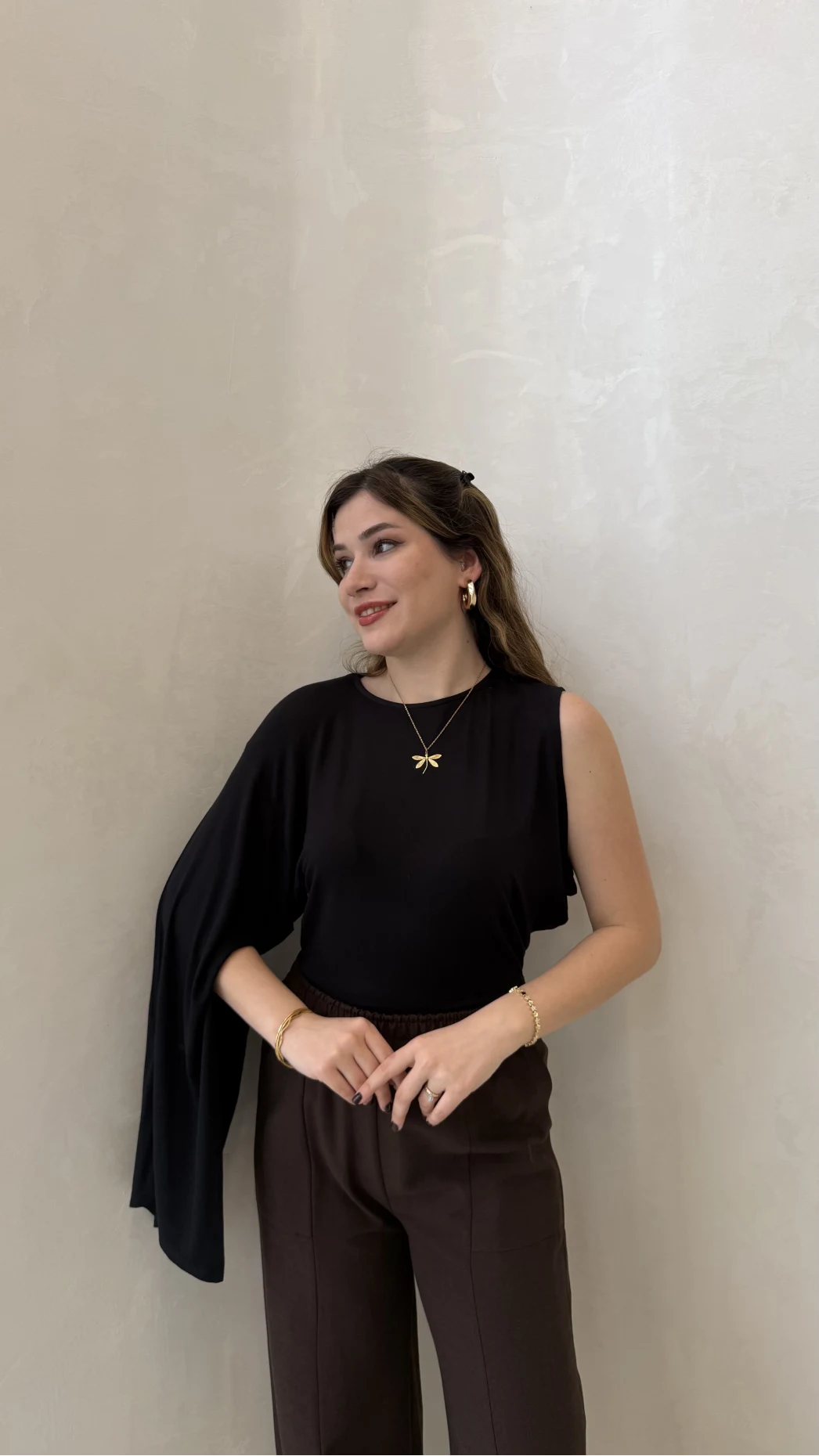 Tek Kol Bluz - Siyah - Kod: 1591