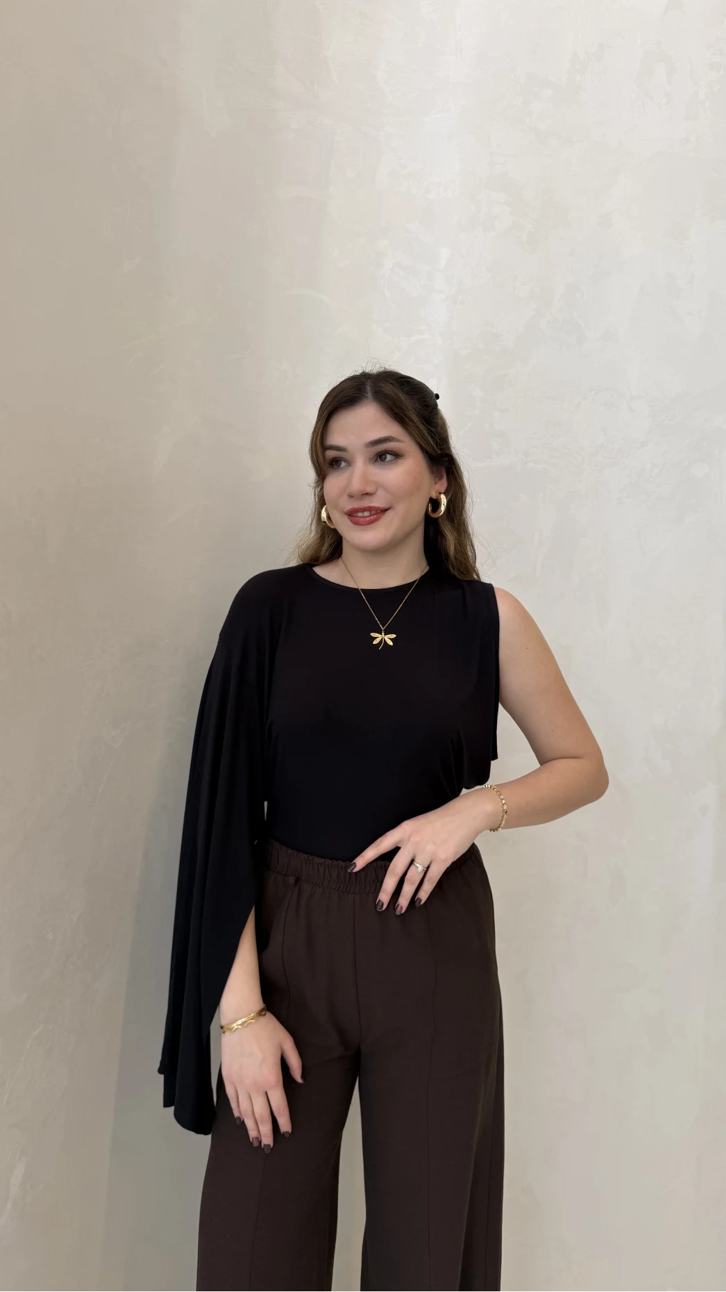 Tek Kol Bluz - Siyah - Kod: 1591