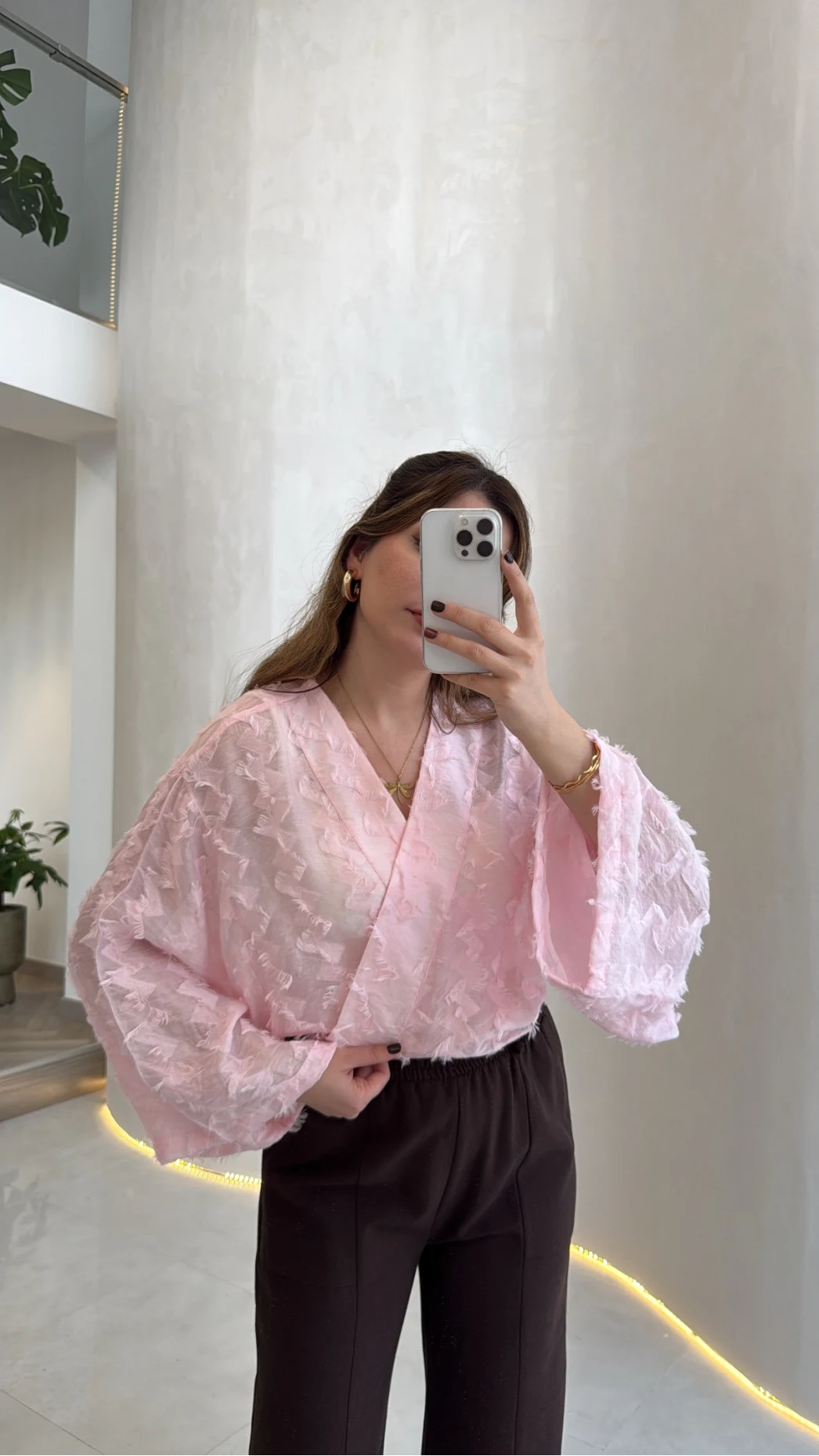 Nila Bağlamalı Püsküllü Kimono - Pembe - Kod: 7048
