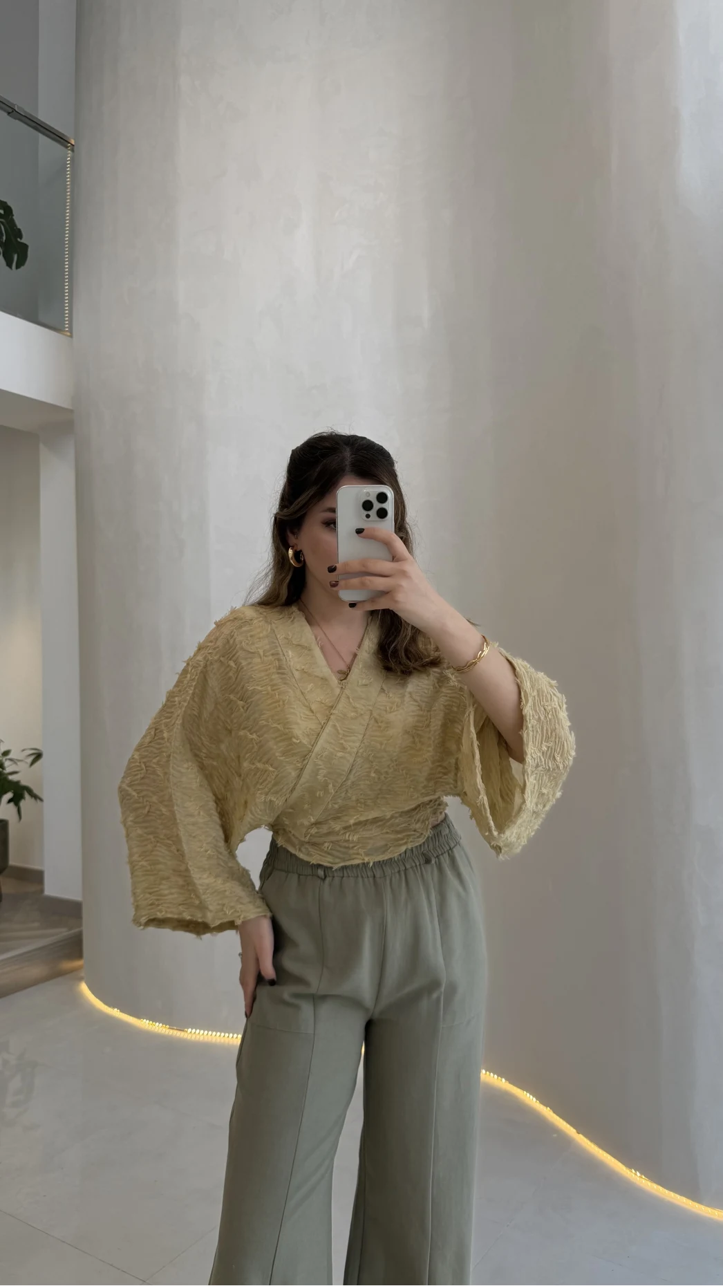 Nila Bağlamalı Püsküllü Kimono - Yeşil - Kod: 7048