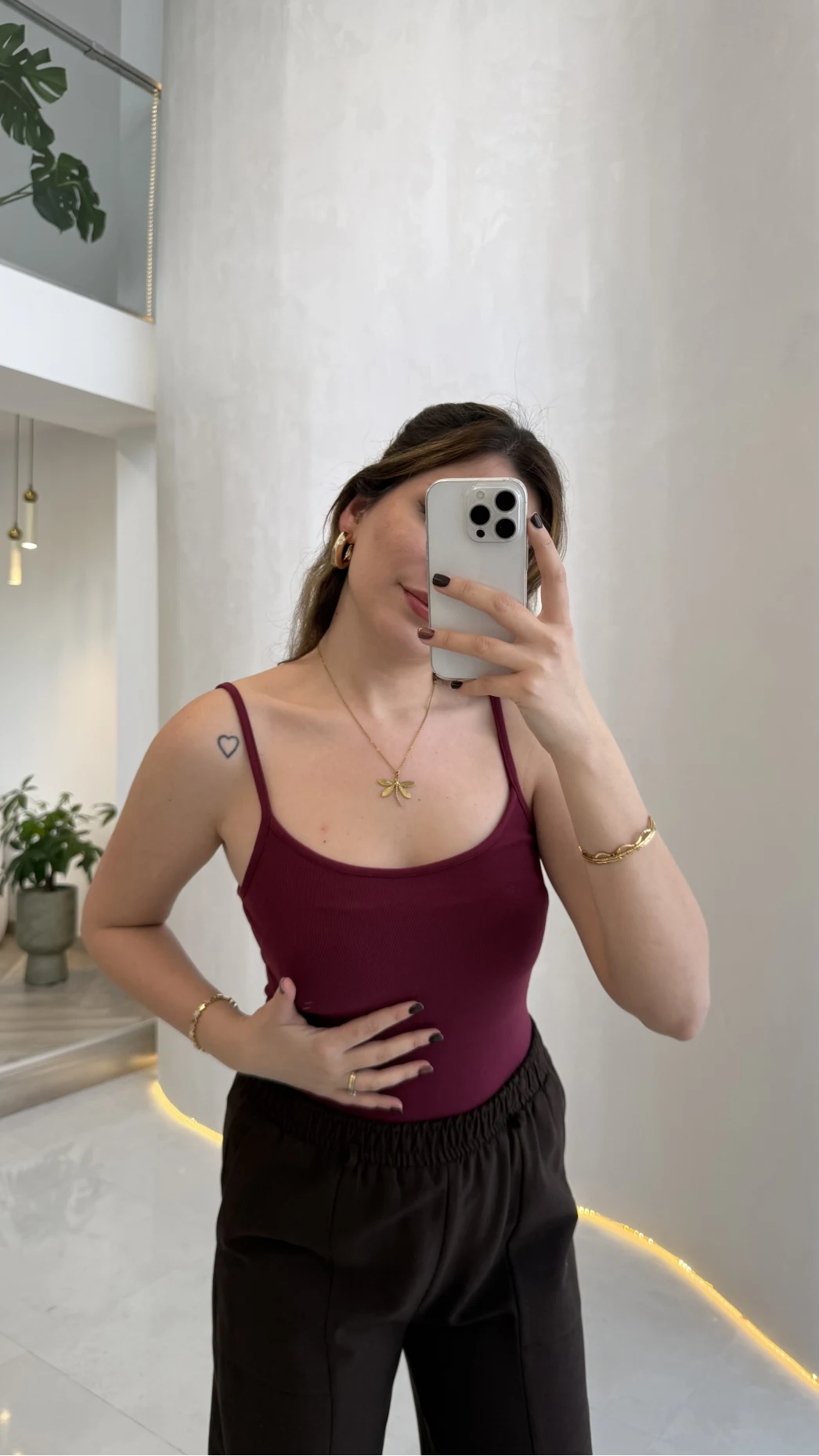 Uzun Göğüs Pedli İnce Askılı Body - Bordo