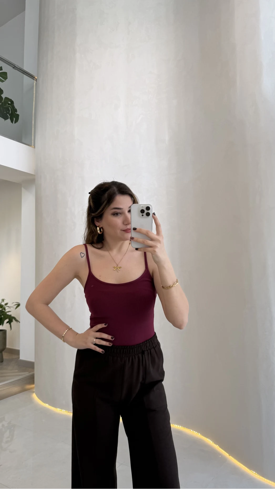 Uzun Göğüs Pedli İnce Askılı Body - Bordo