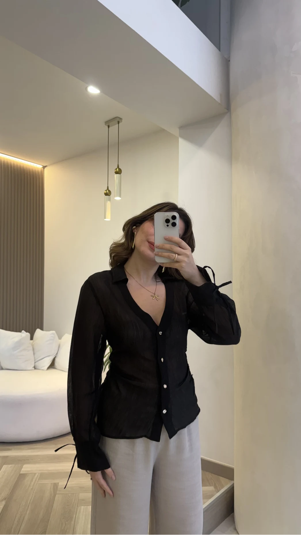 Merely Beli Büzgü Detayı Gömlek - Siyah - Kod:123