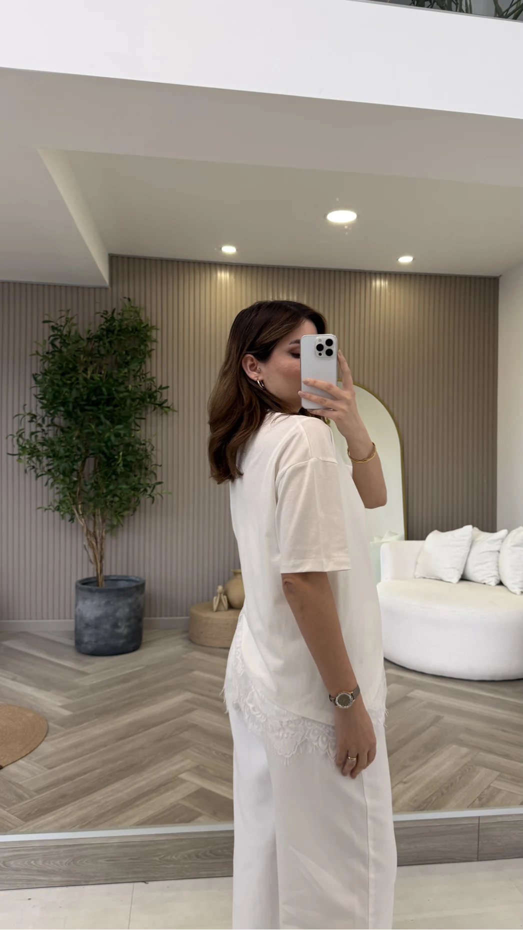 Dyla Dantel Detay Kısa Kol T-shirt - Ekru