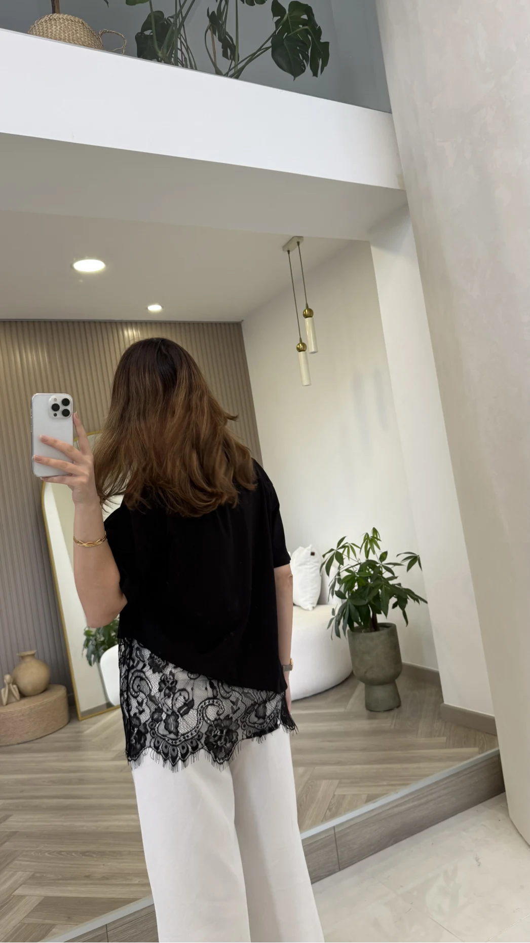 Dyla Dantel Detay Kısa Kol T-shirt - Siyah