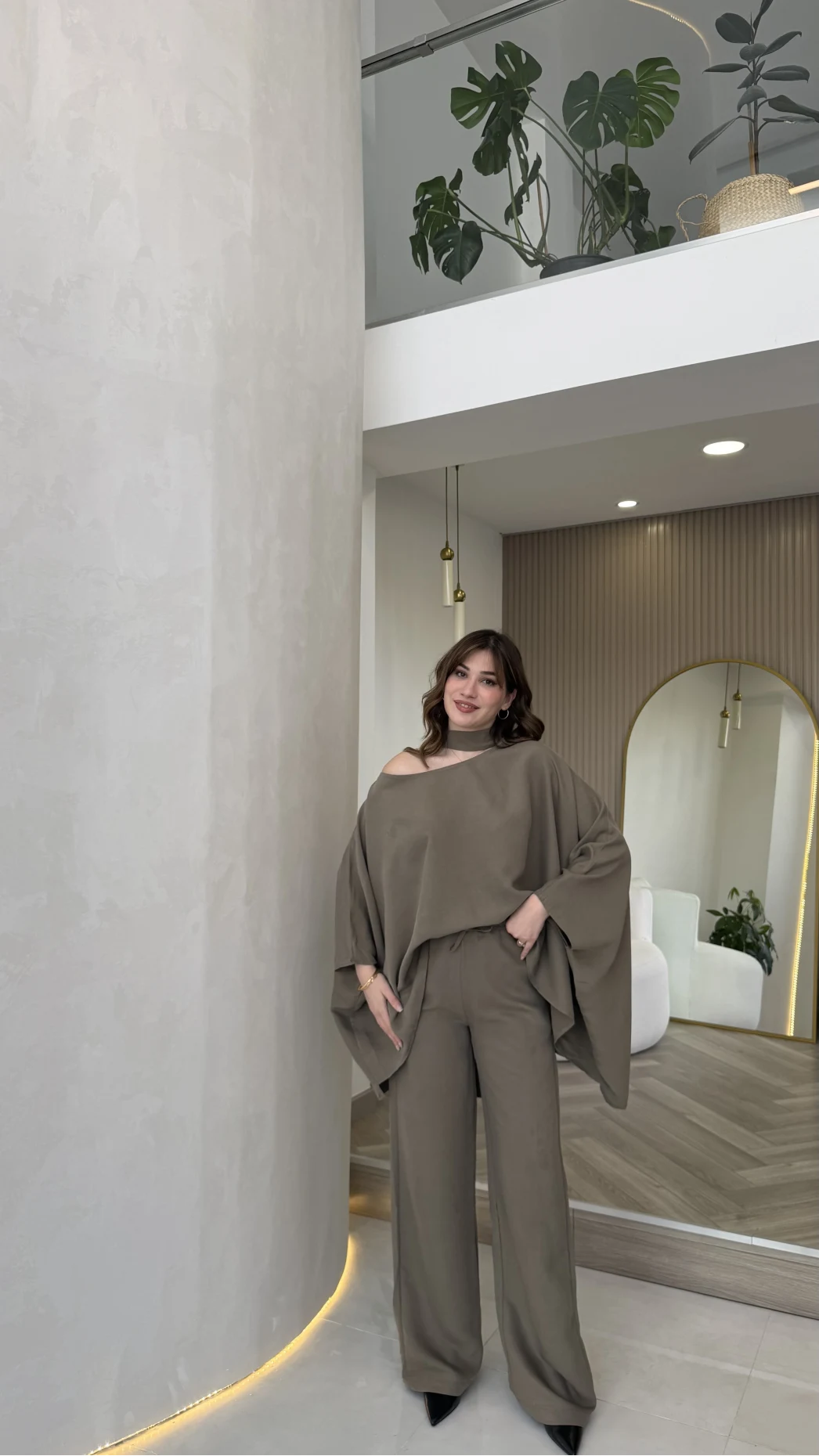 Monti Fular Detay Pelerin Takım - Haki - Kod: 9042