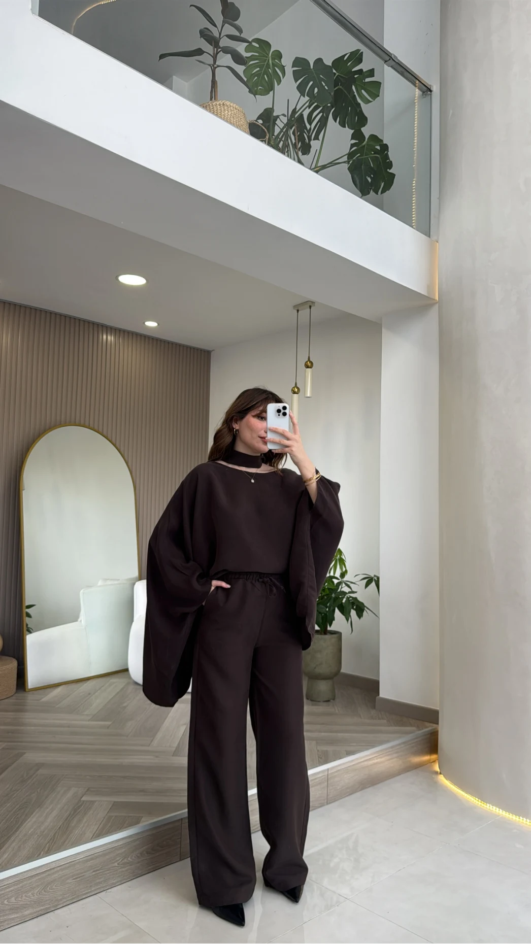 Monti Fular Detay Pelerin Takım - Kahve - Kod: 9042