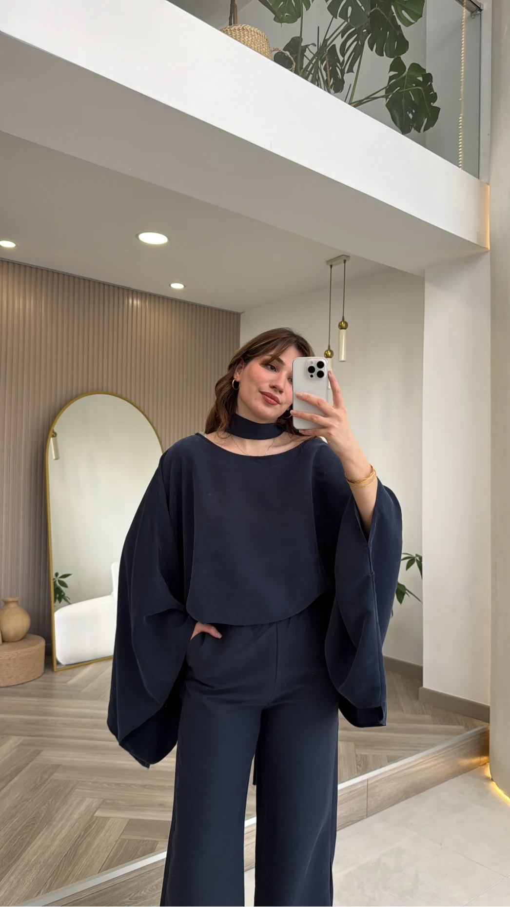 Monti Fular Detay Pelerin Takım - Lacivert - Kod: 9042