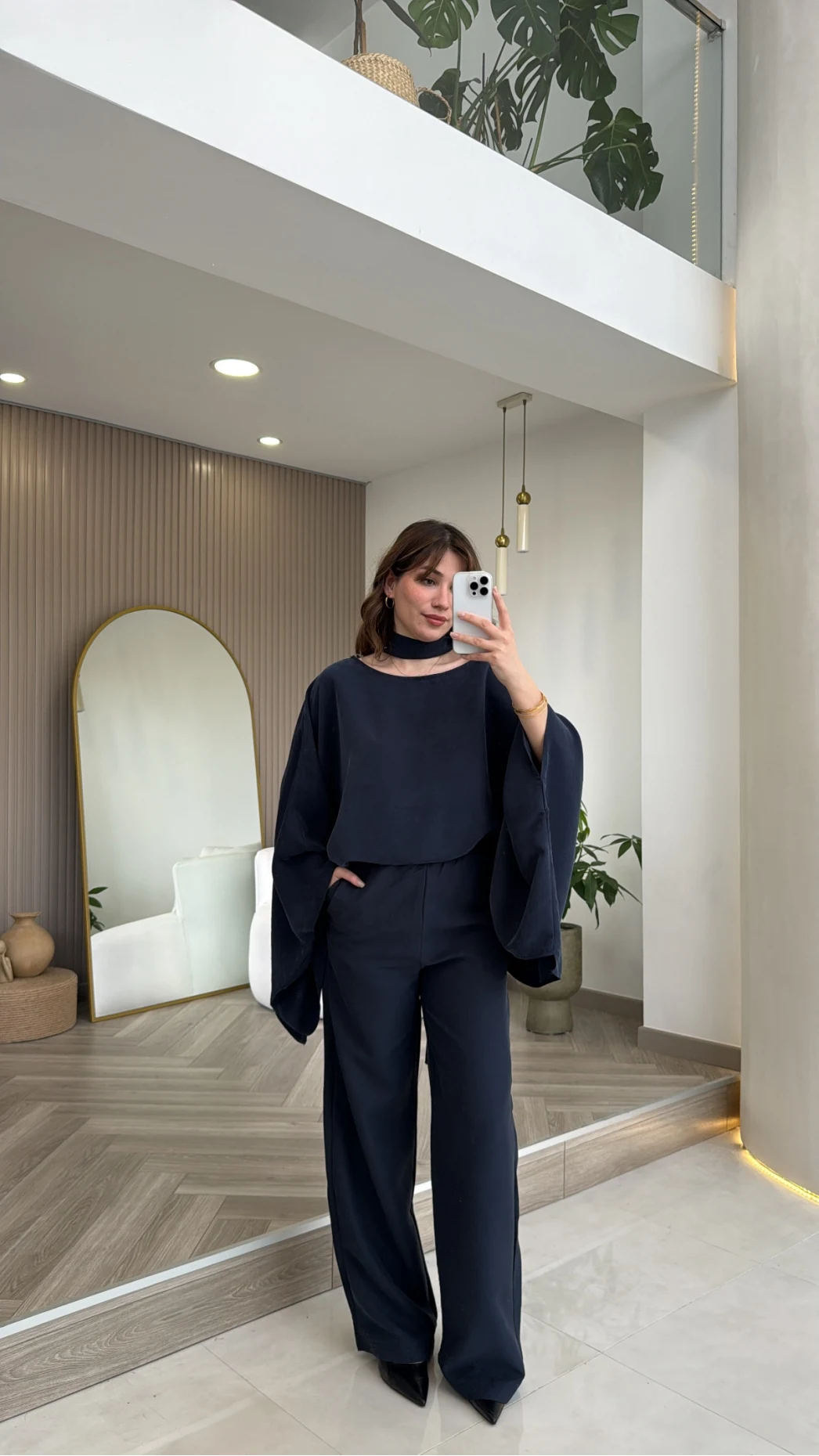 Monti Fular Detay Pelerin Takım - Lacivert - Kod: 9042