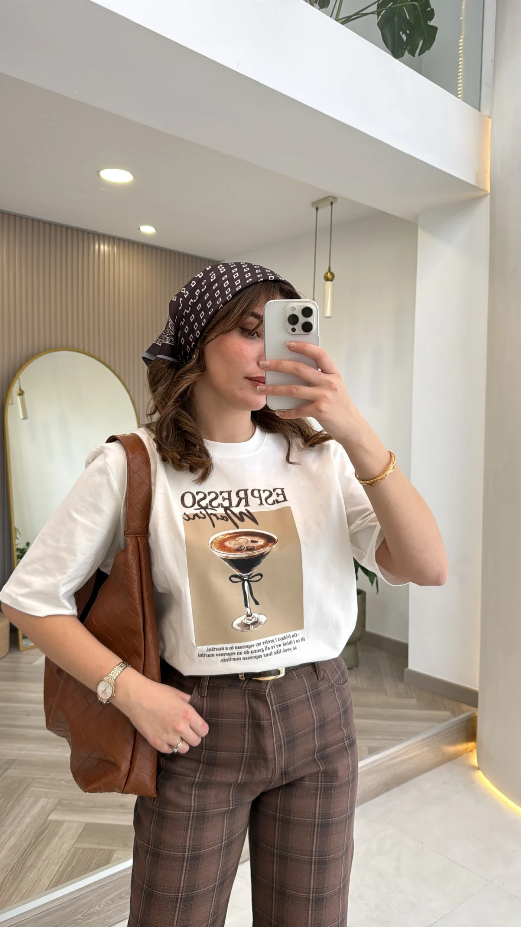 Espresso Baskılı T-shirt - Ekru - Kod: 0932