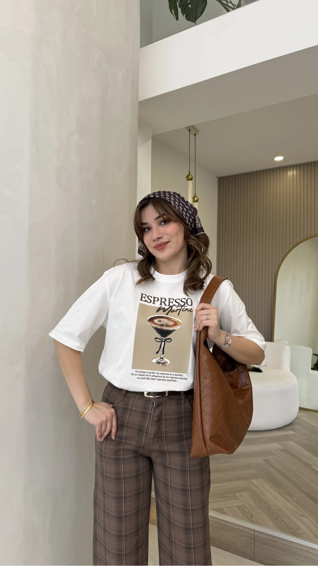 Espresso Baskılı T-shirt - Ekru - Kod: 0932
