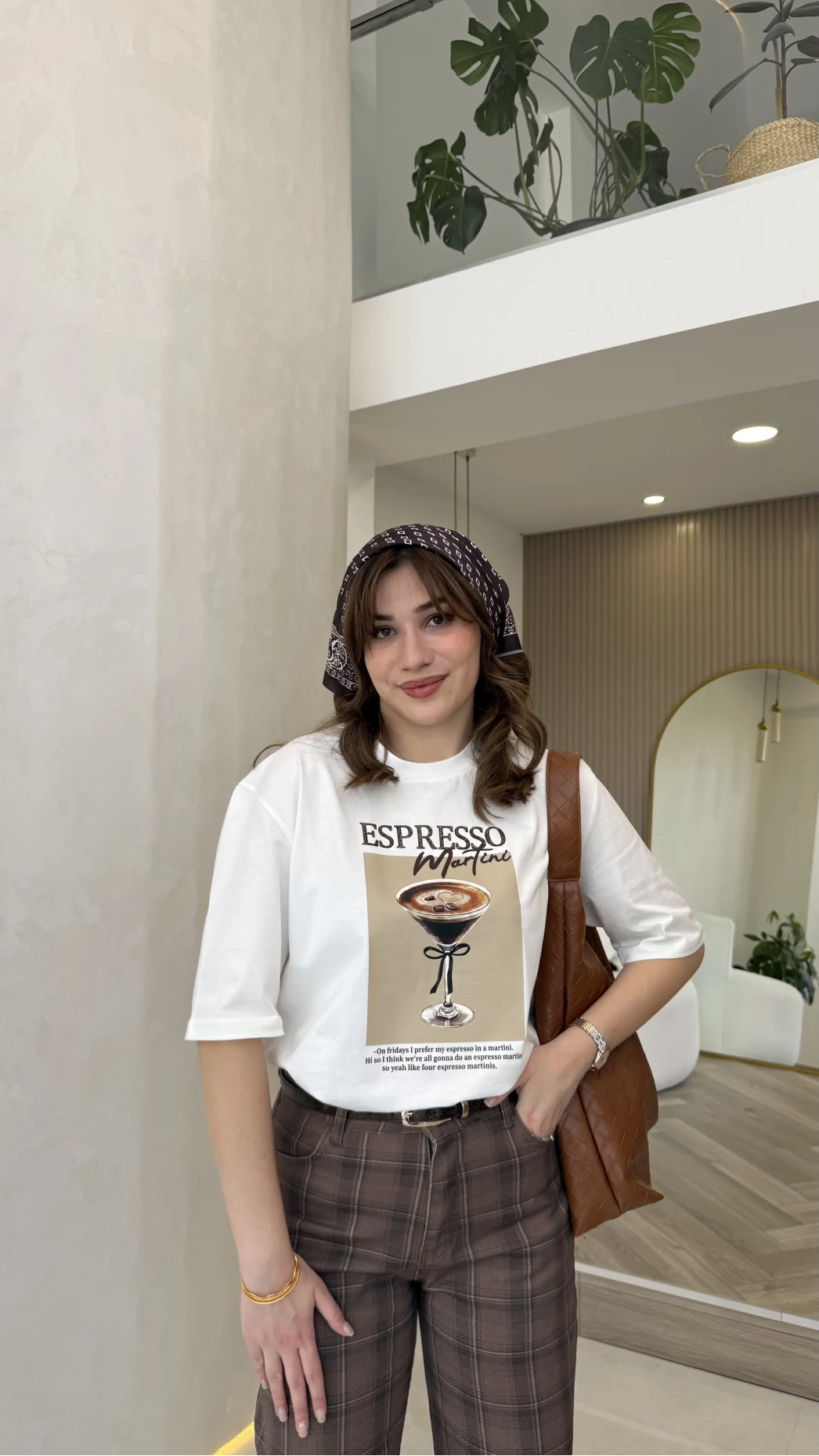 Espresso Baskılı T-shirt - Ekru - Kod: 0932