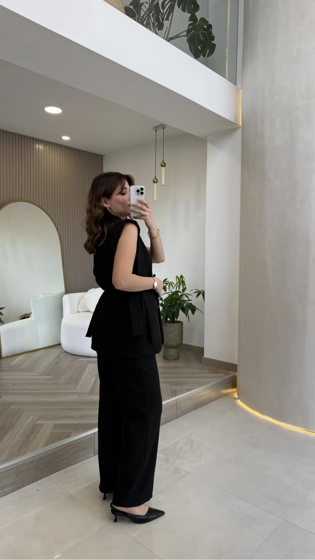 Napolı Omuz Detay Bağcıklı Yelek Takım - Siyah - Kod: 8005