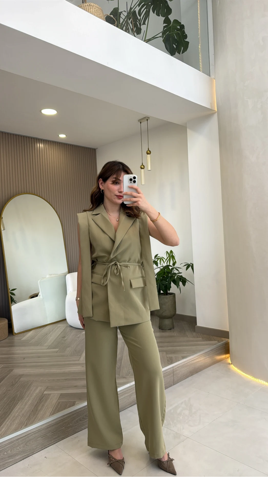 Napolı Omuz Detay Bağcıklı Yelek Takım - Mint - Kod: 8005