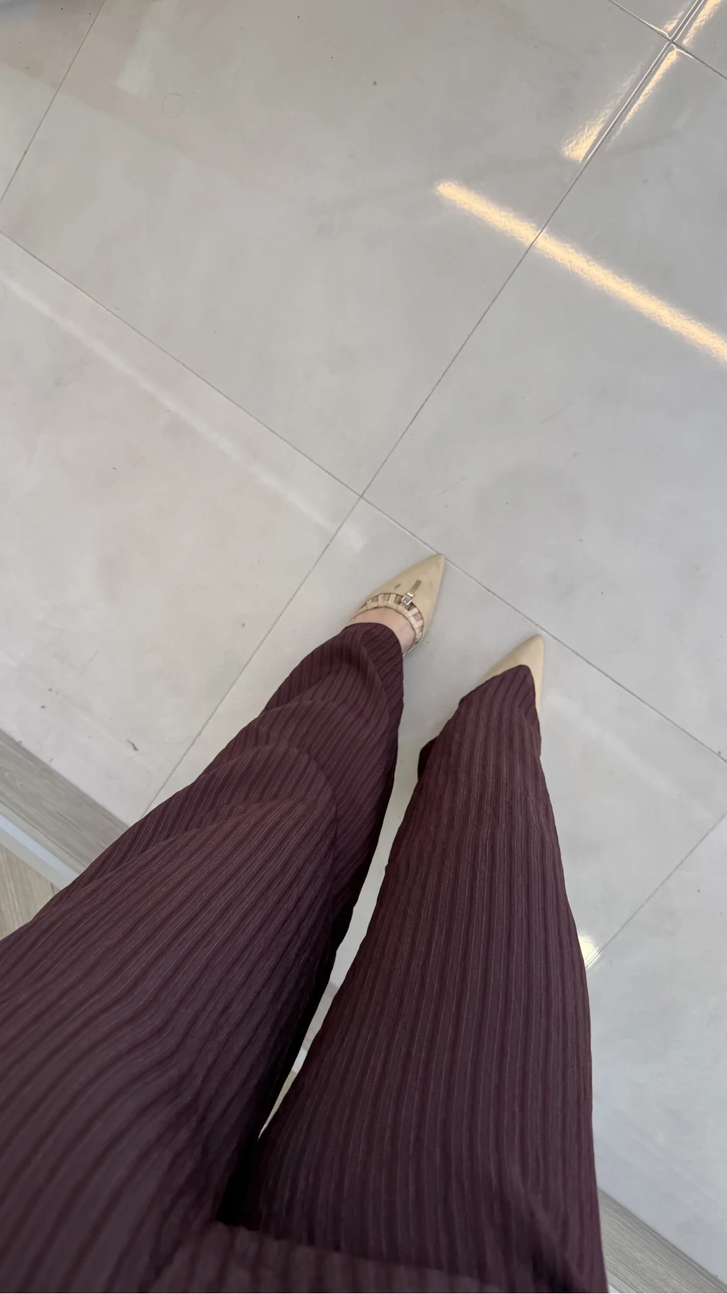 El Escorial Oversize Çizgili Takım - Bordo - Kod: 9069