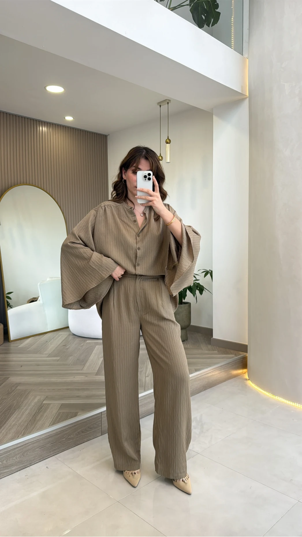 El Escorial Oversize Çizgili Takım - Haki - Kod: 9069