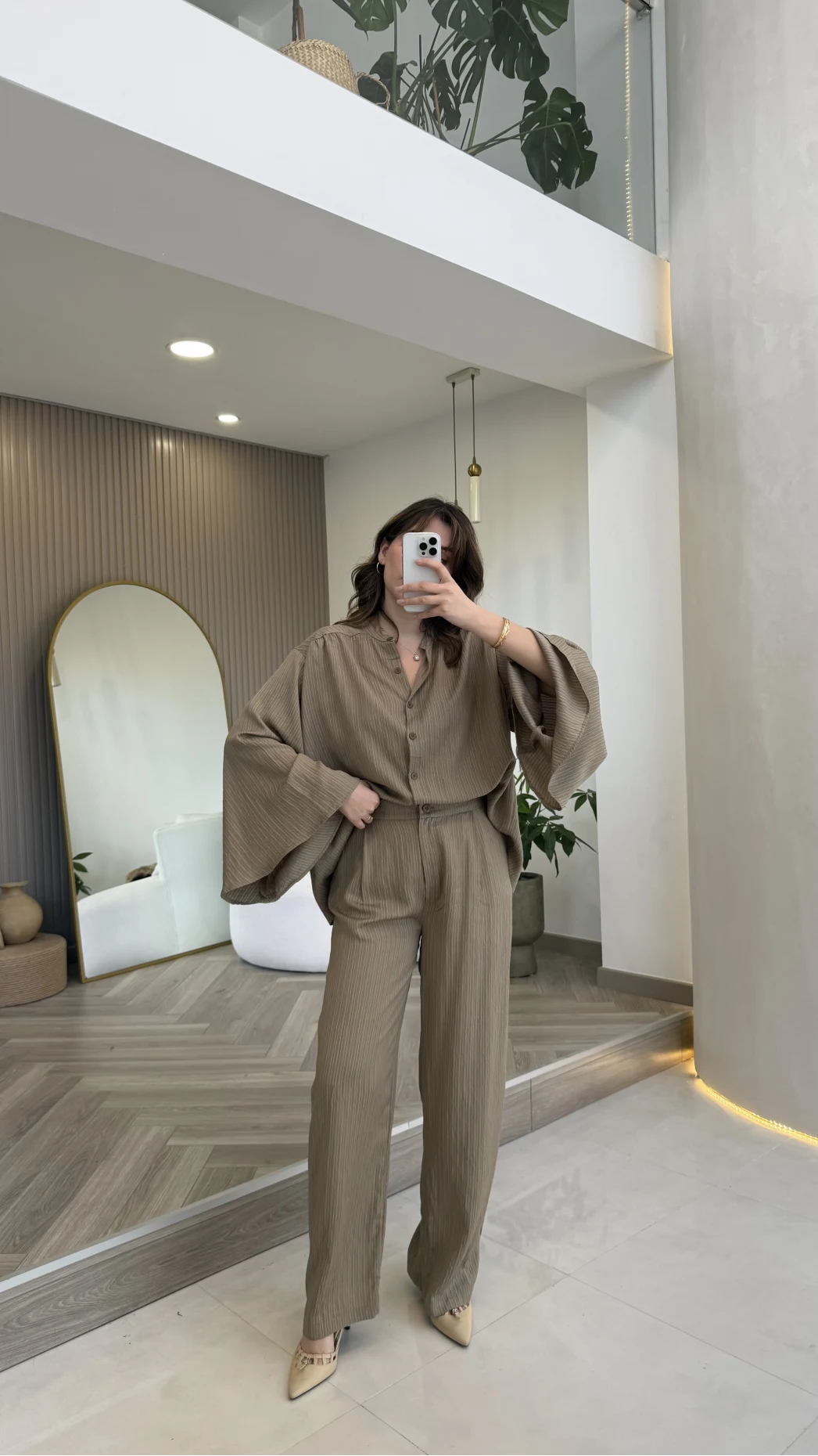 El Escorial Oversize Çizgili Takım - Haki - Kod: 9069