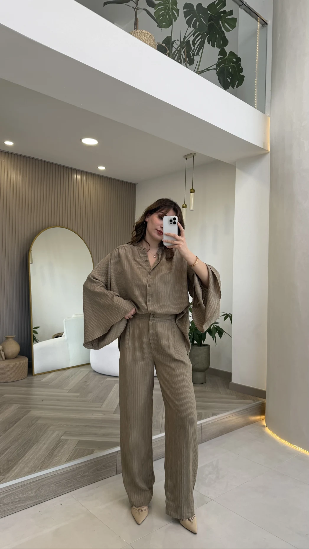 El Escorial Oversize Çizgili Takım - Haki - Kod: 9069