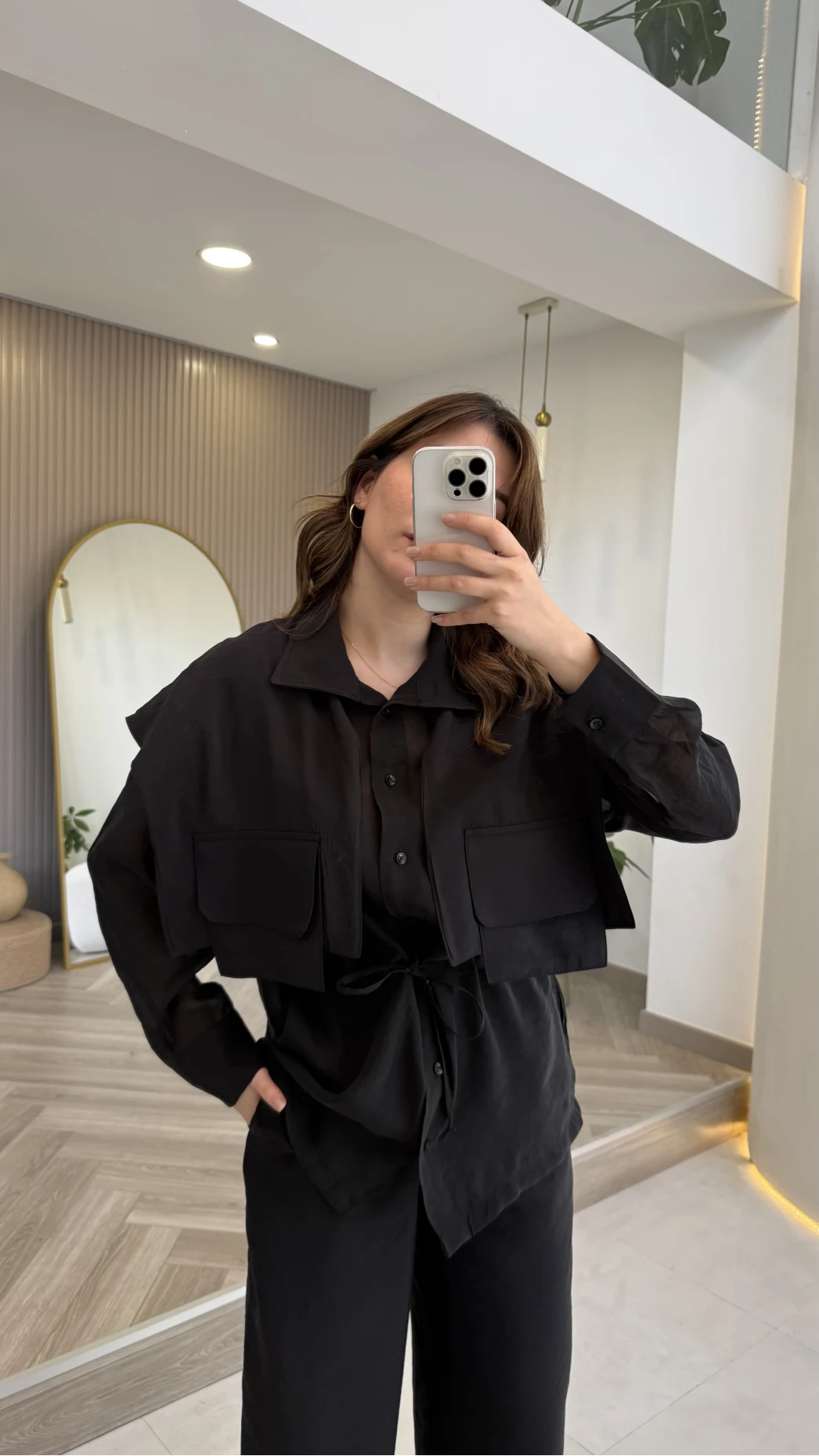 Vatkalı Garnili Bağcıklı Takım - Siyah - Kod: 51309