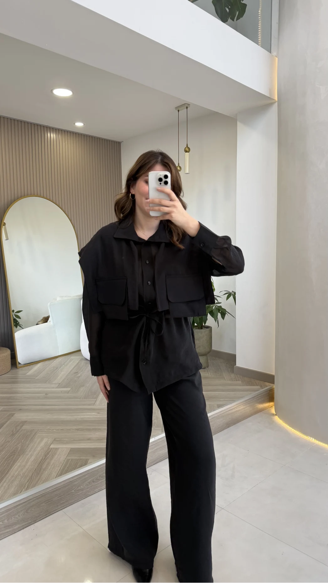 Vatkalı Garnili Bağcıklı Takım - Siyah - Kod: 51309