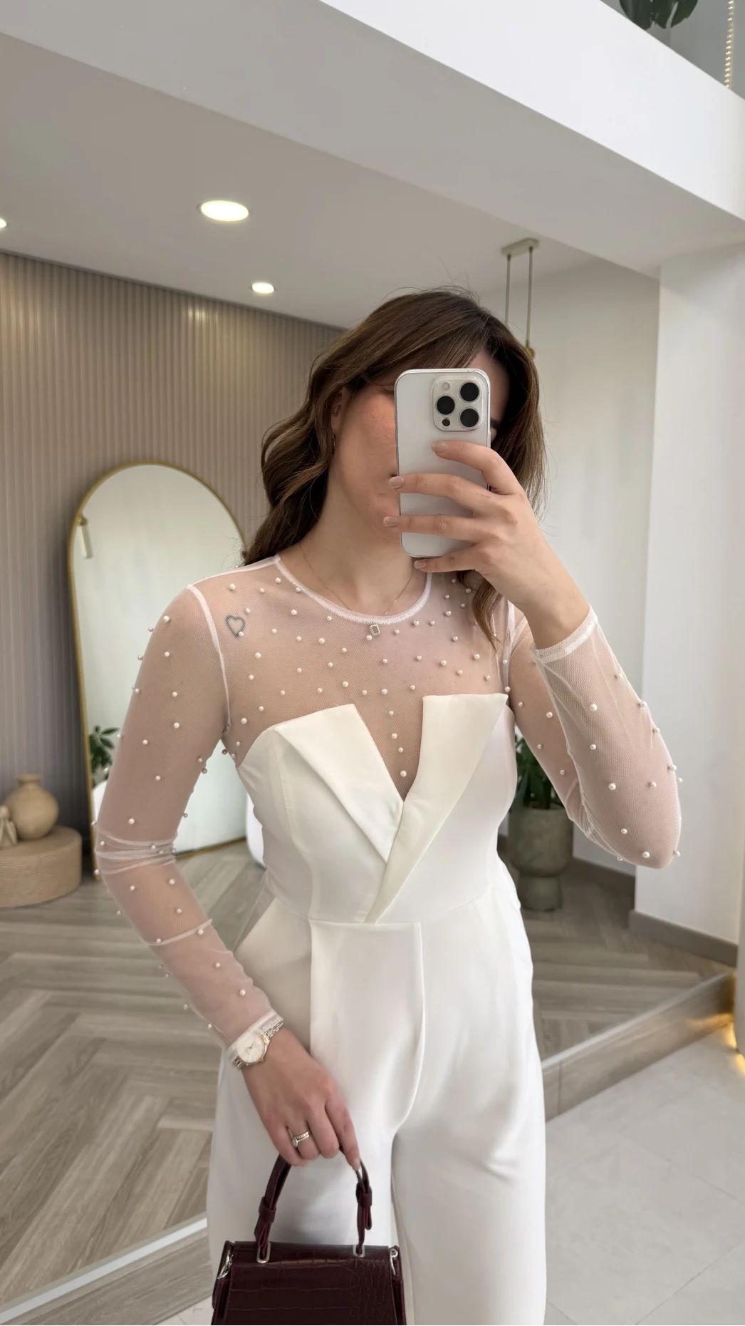 Venice İnci Detay Tulum - Ekru