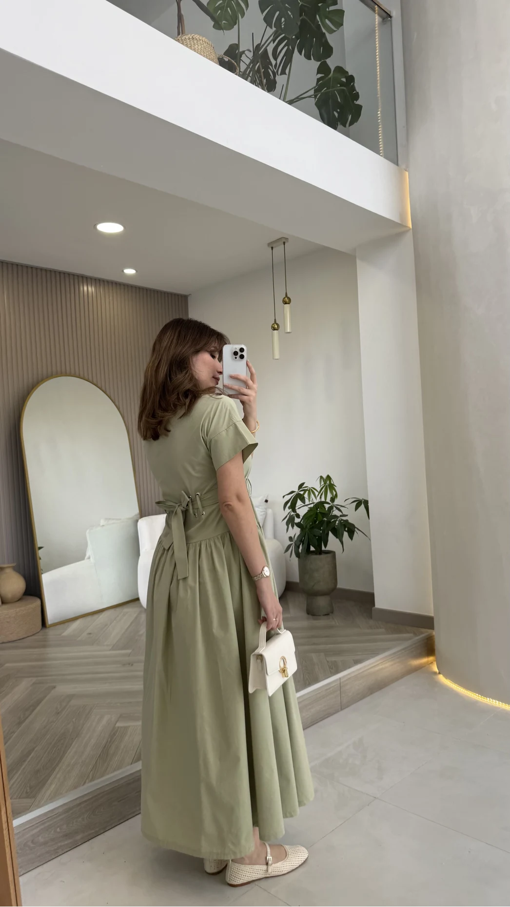 Cull Kemerli Poplin Elbise - Çağla - Kod: 70003