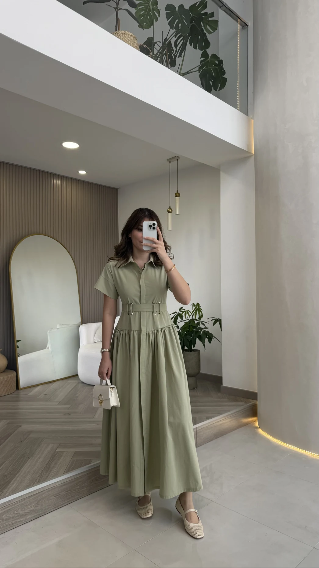 Cull Kemerli Poplin Elbise - Çağla - Kod: 70003