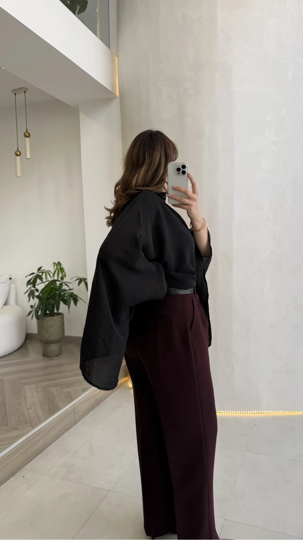 Kumaş Palazzo Pantolon - Mürdüm - Kod: 3879